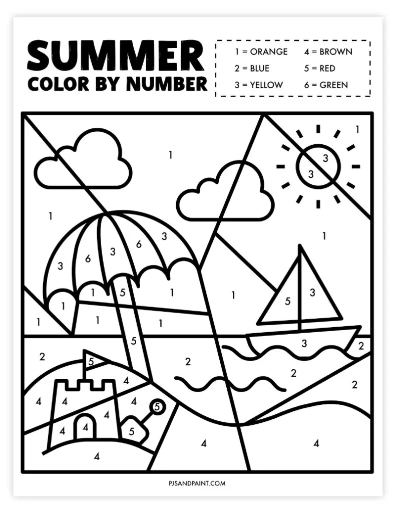 10 Free Printable Colornumber Worksheets - Pjs And Paint inside Free Printable Color By Number