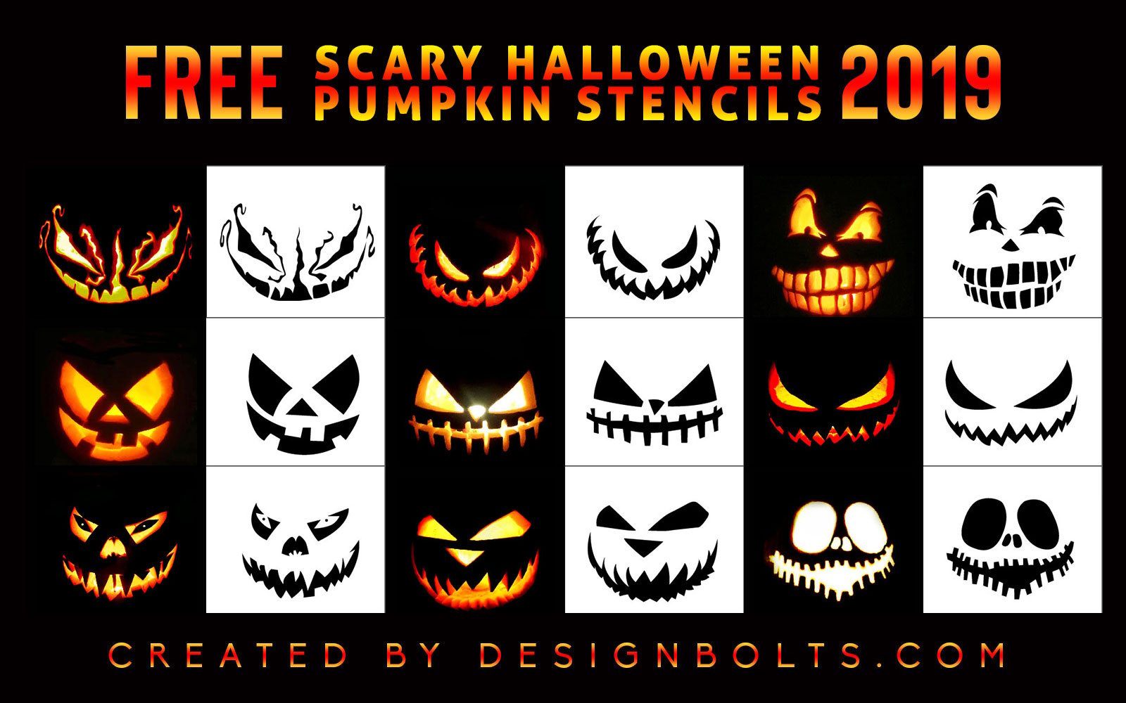 10 Free Scary Halloween Pumpkin Carving Stencils, Printable with Free Printable Scary Pumpkin Patterns