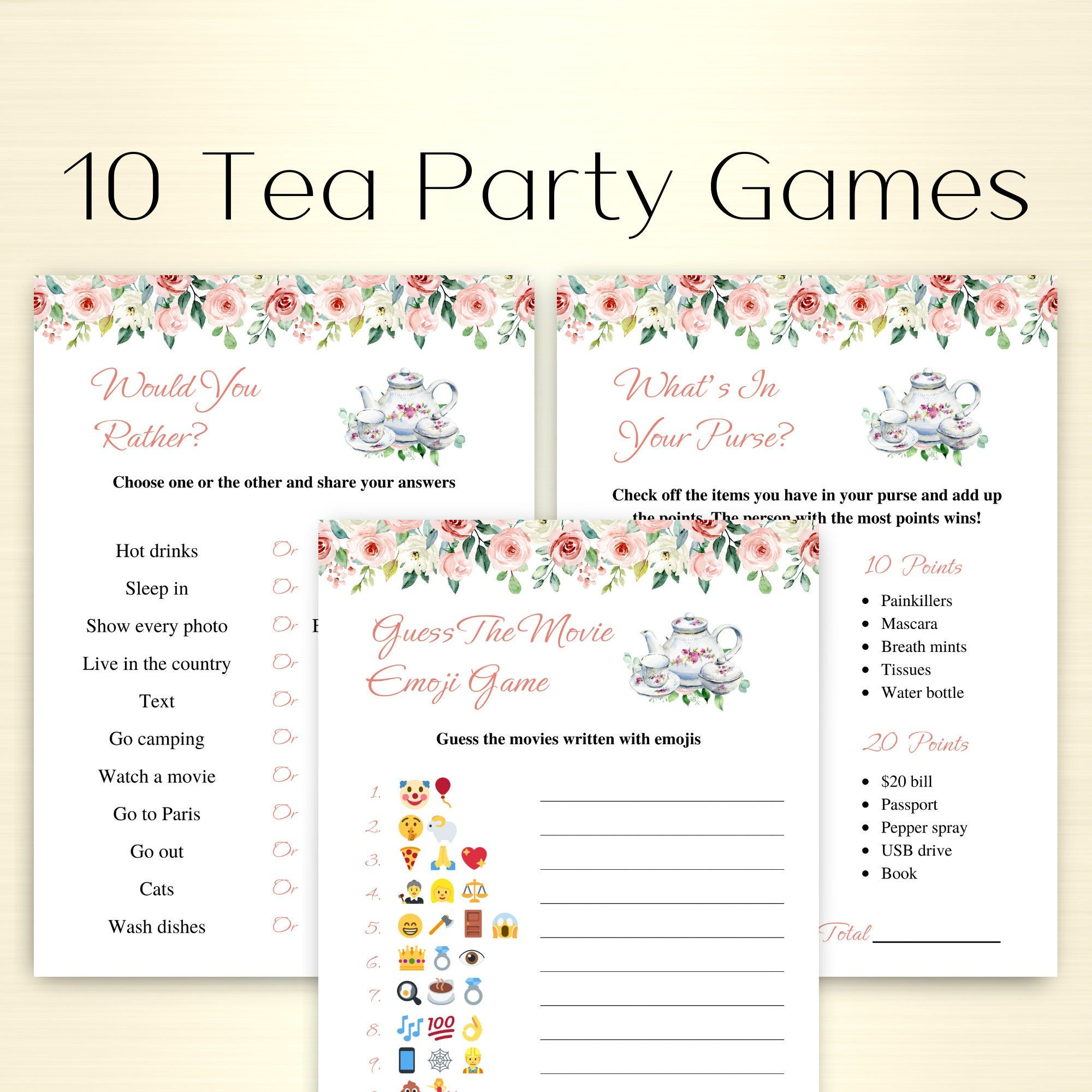 10 Printable Tea Party Games Ladies Tea Party Games Afternoon Tea inside Free Printable Tea Party Games