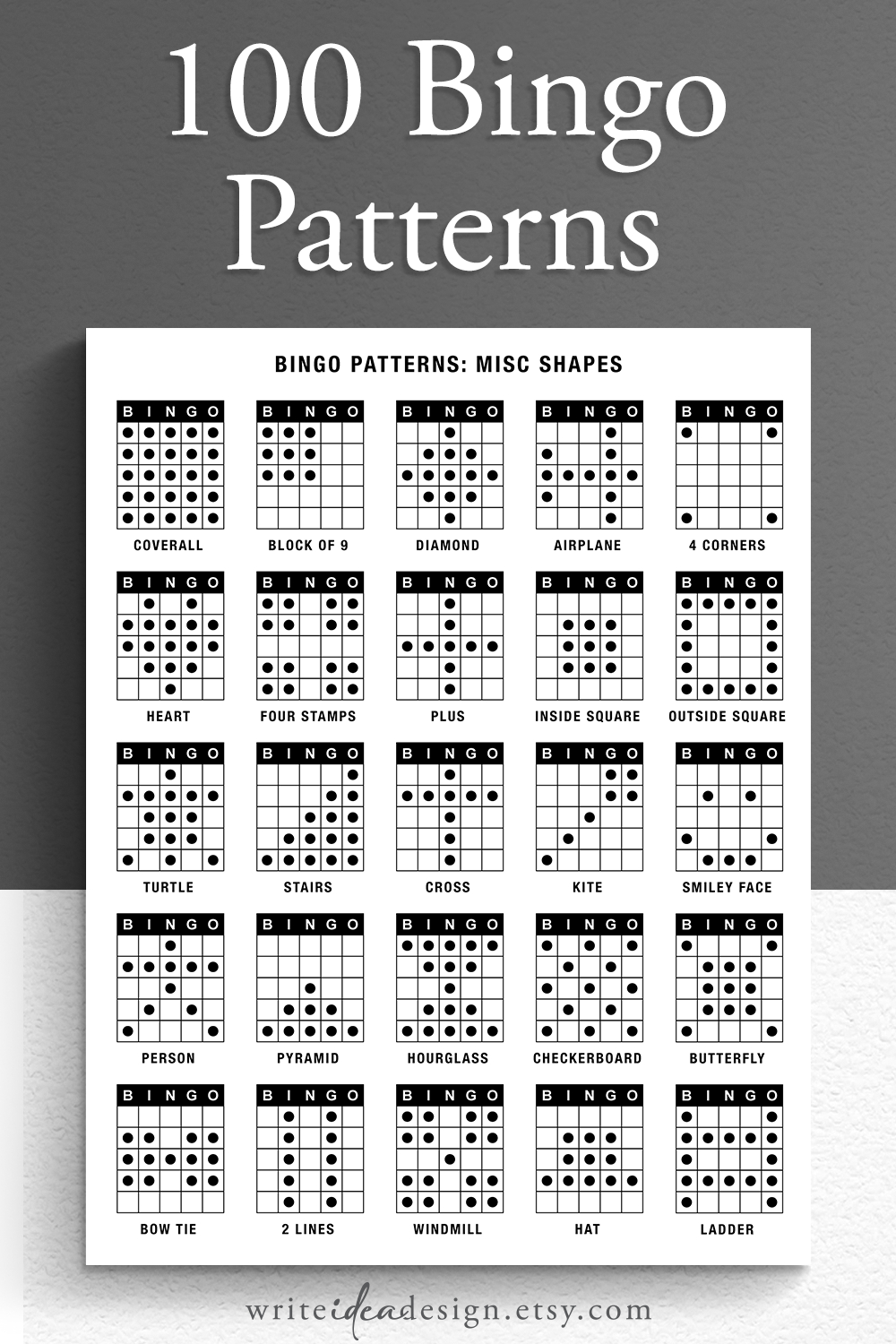 100 Bingo Patterns. Bingo Winning Patterns. Bingo Alphabet throughout Free Bingo Patterns Printable