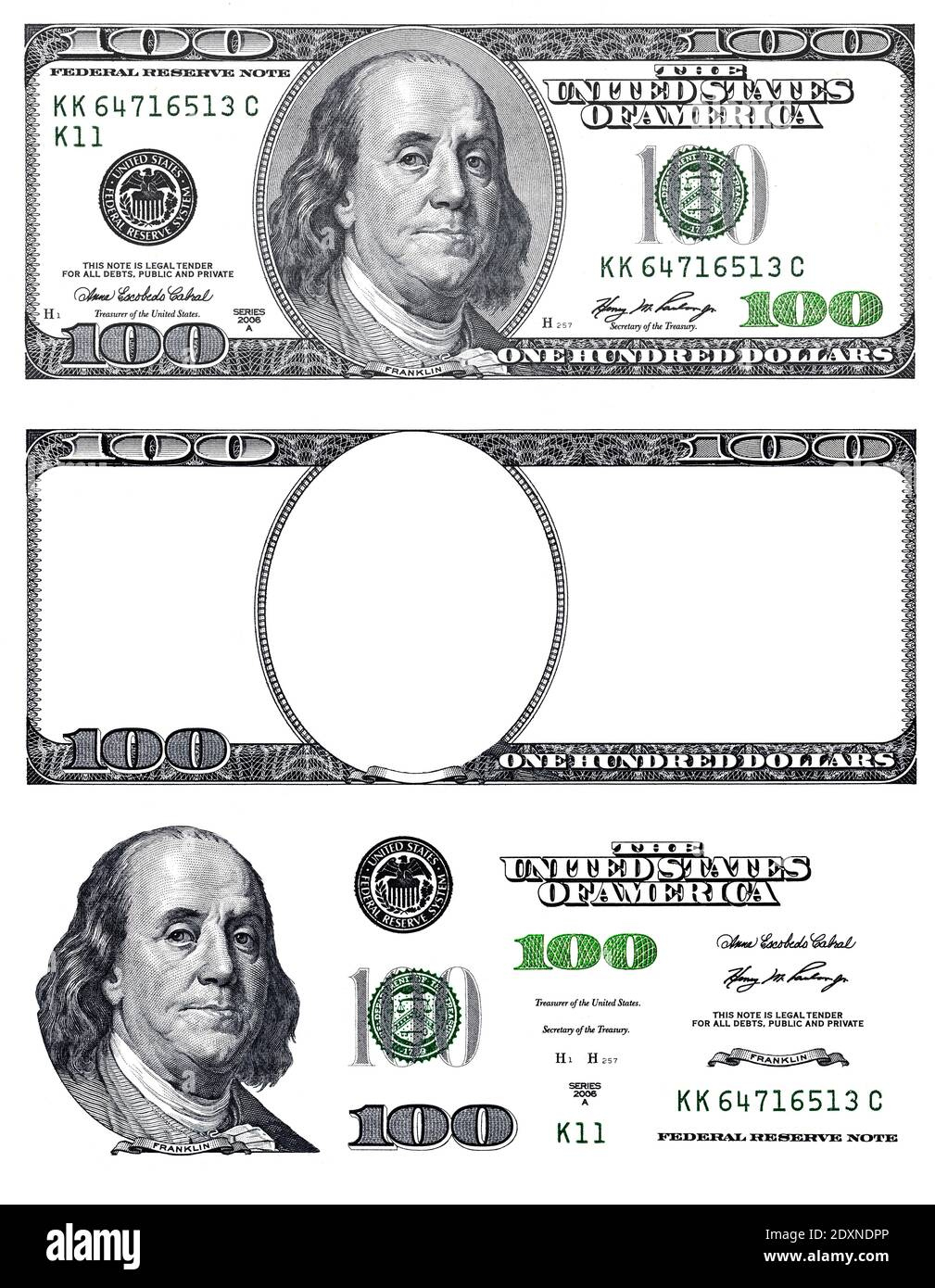 100 Dollar Bill Template Hi-Res Stock Photography And Images - Alamy in Free Printable 100 Dollar Bill