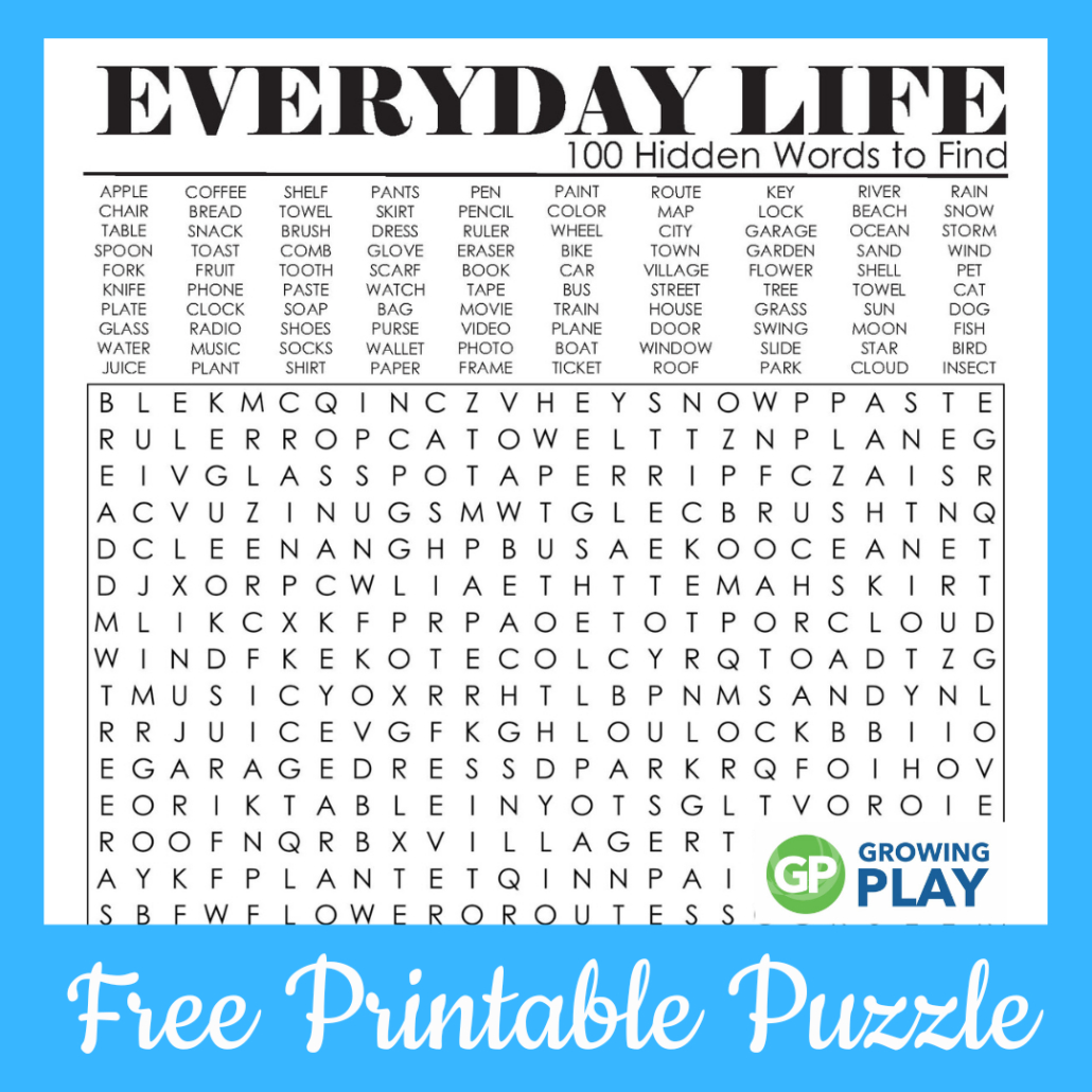 100 Hard Word Search Puzzles Printable - Free - Growing Play inside Free Printable Word Search Puzzles