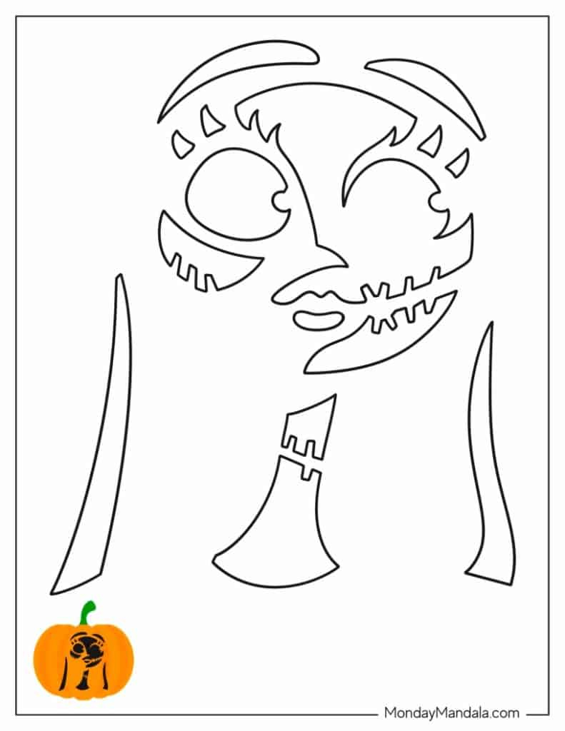 100 Pumpkin Carving Stencils (Free Pdf Printables) in Jack Skellington and Sally Pumpkin Stencils Free Printable