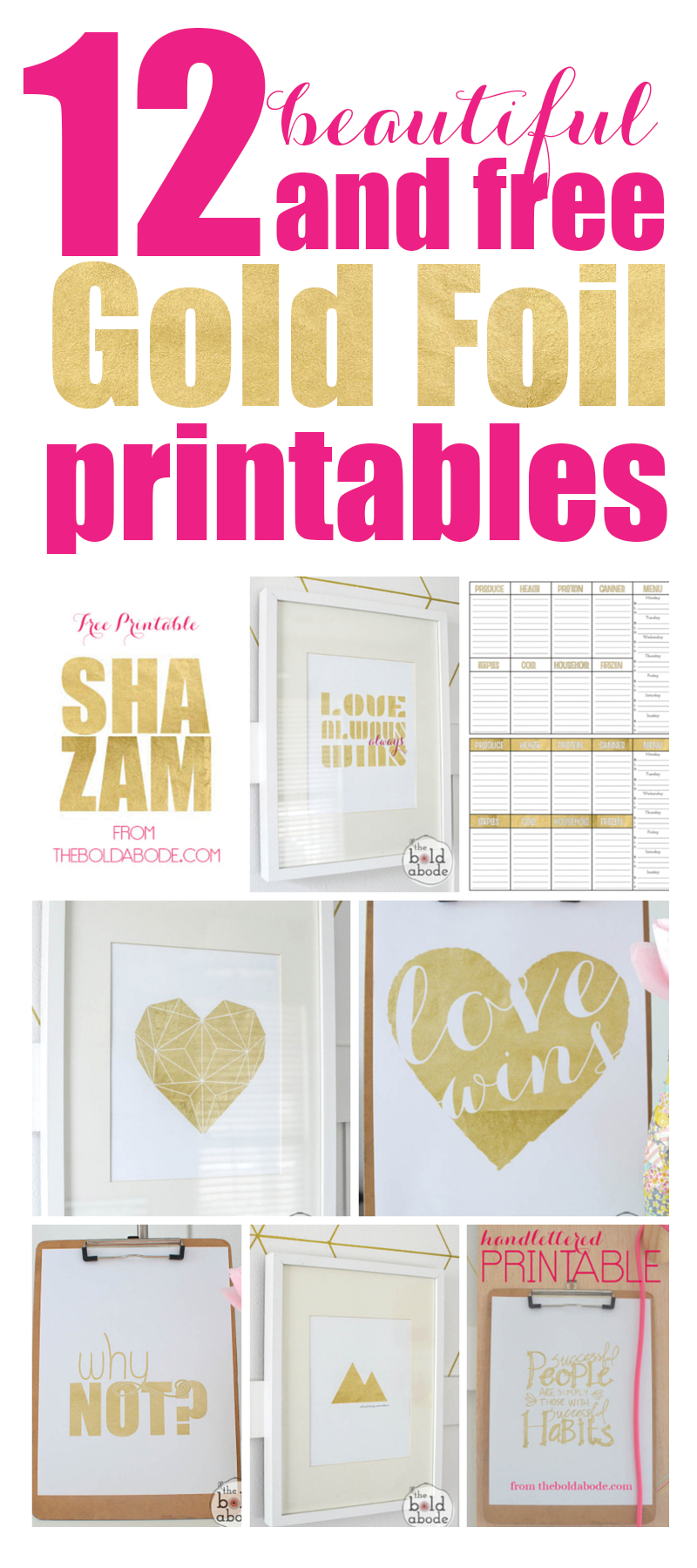 12 Beautiful (And Free) Gold Foil Printables within Free Printables for Foiling