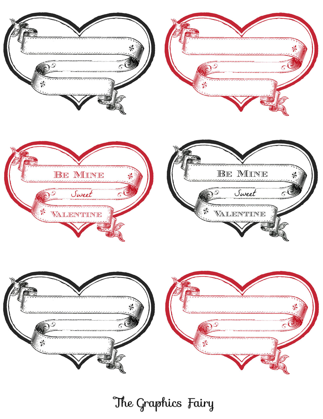 12 Printable Valentine Heart Images! - The Graphics Fairy within Free Printable Heart Labels