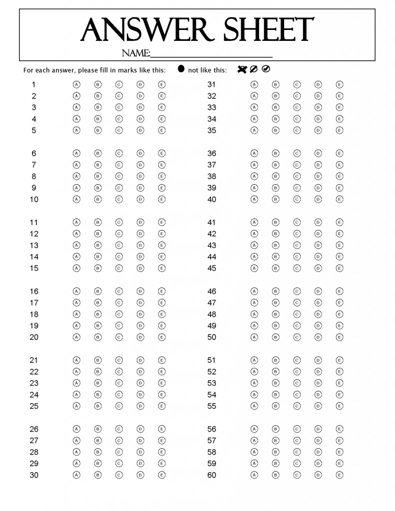 120 Question Answer Sheet · Remark Software pertaining to Free Printable Bubble Answer Sheets