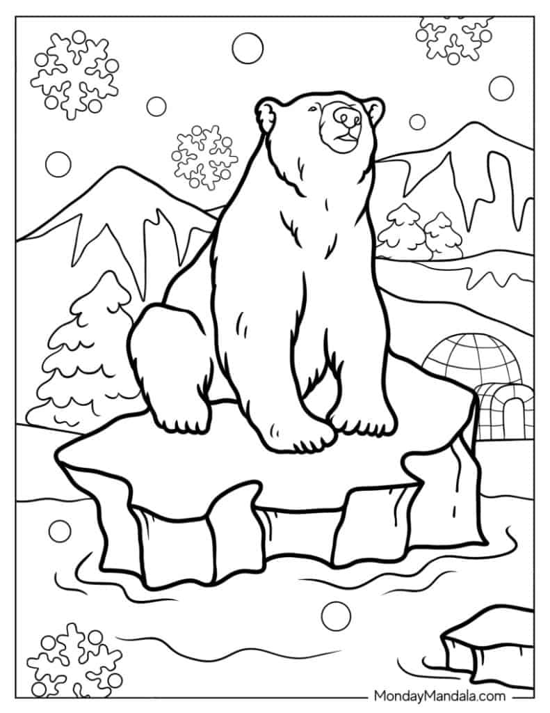 14 Polar Bear Coloring Pages (Free Pdf Printables) with Polar Bear Printable Pictures Free