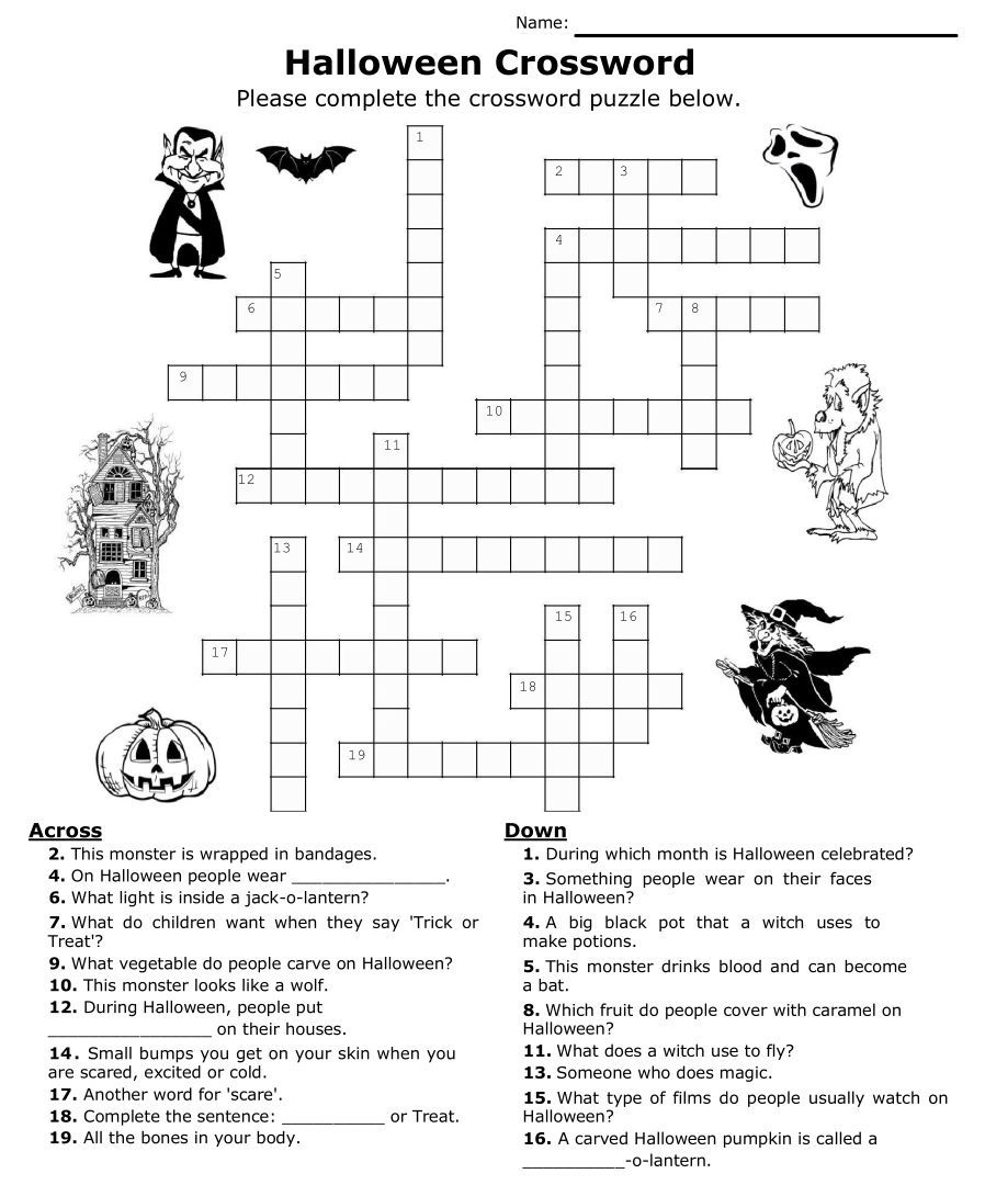 15 Best Halloween Crossword Puzzles Printable Pdf For Free At regarding Halloween Crossword Printable Free