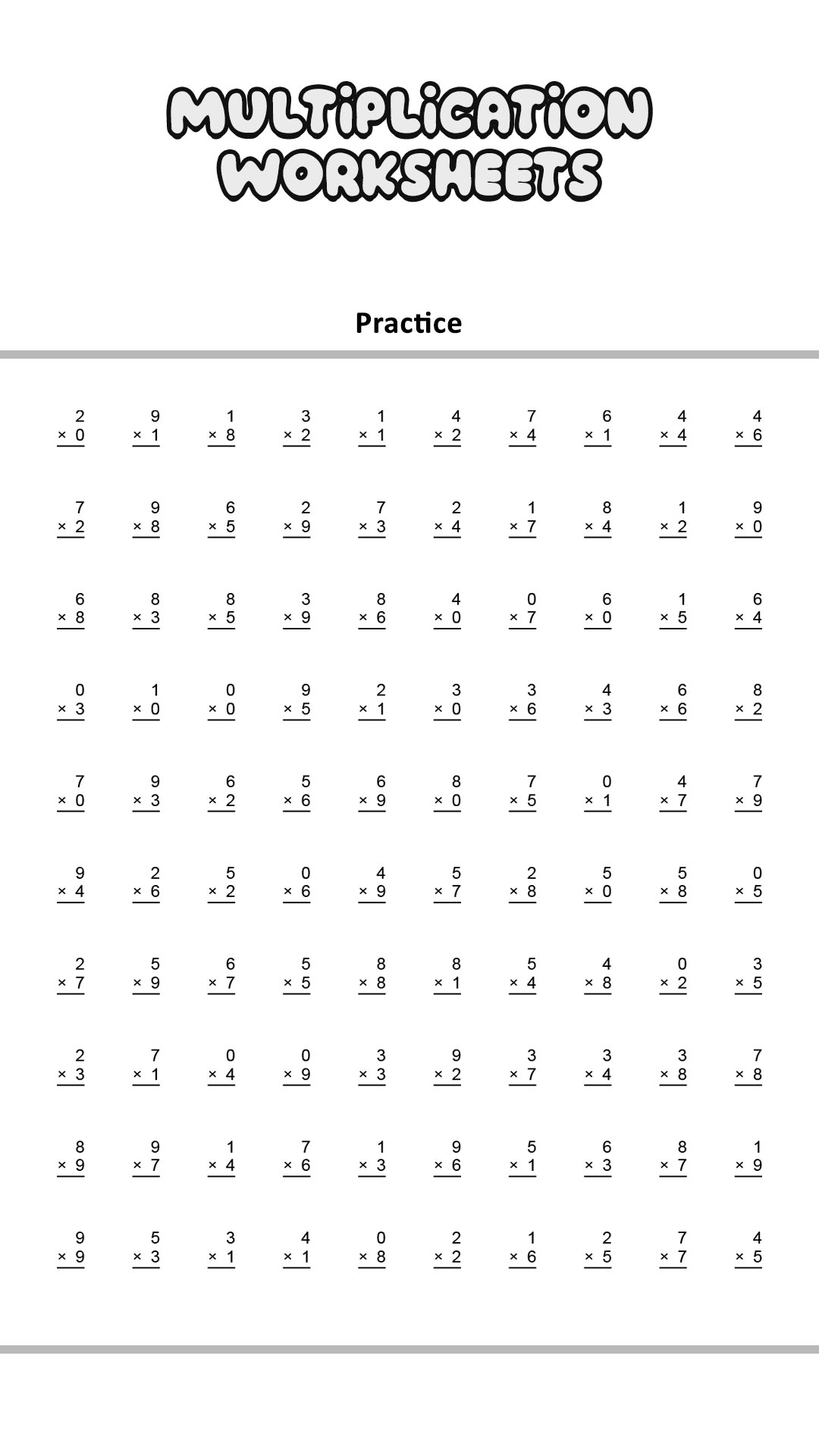 19 Timed Multiplication Worksheets - Free Pdf At Worksheeto for Free Printable Multiplication Worksheets 100 Problems