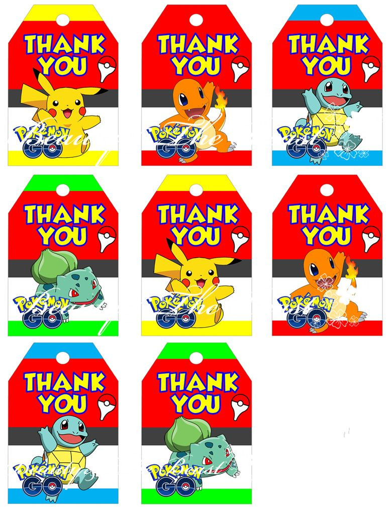 190 Pokemon-Ideen | Pokemon Geburtstag, Pokemon Geburtstagsfeier for Free Printable Pokemon Thank You Tags