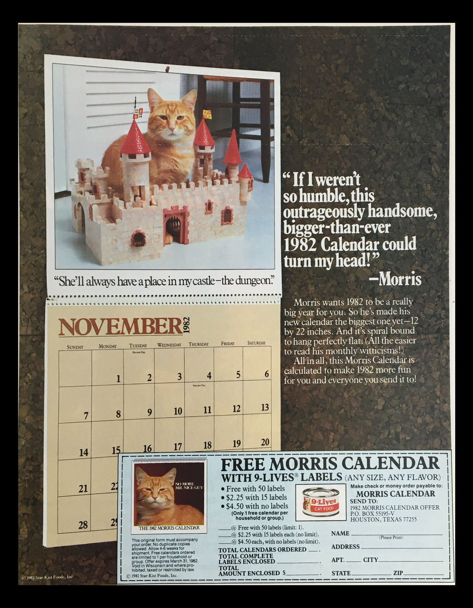 1981 9-Lives Cat Food Morris Calendar Circular Coupon within Free Printable 9 Lives Cat Food Coupons