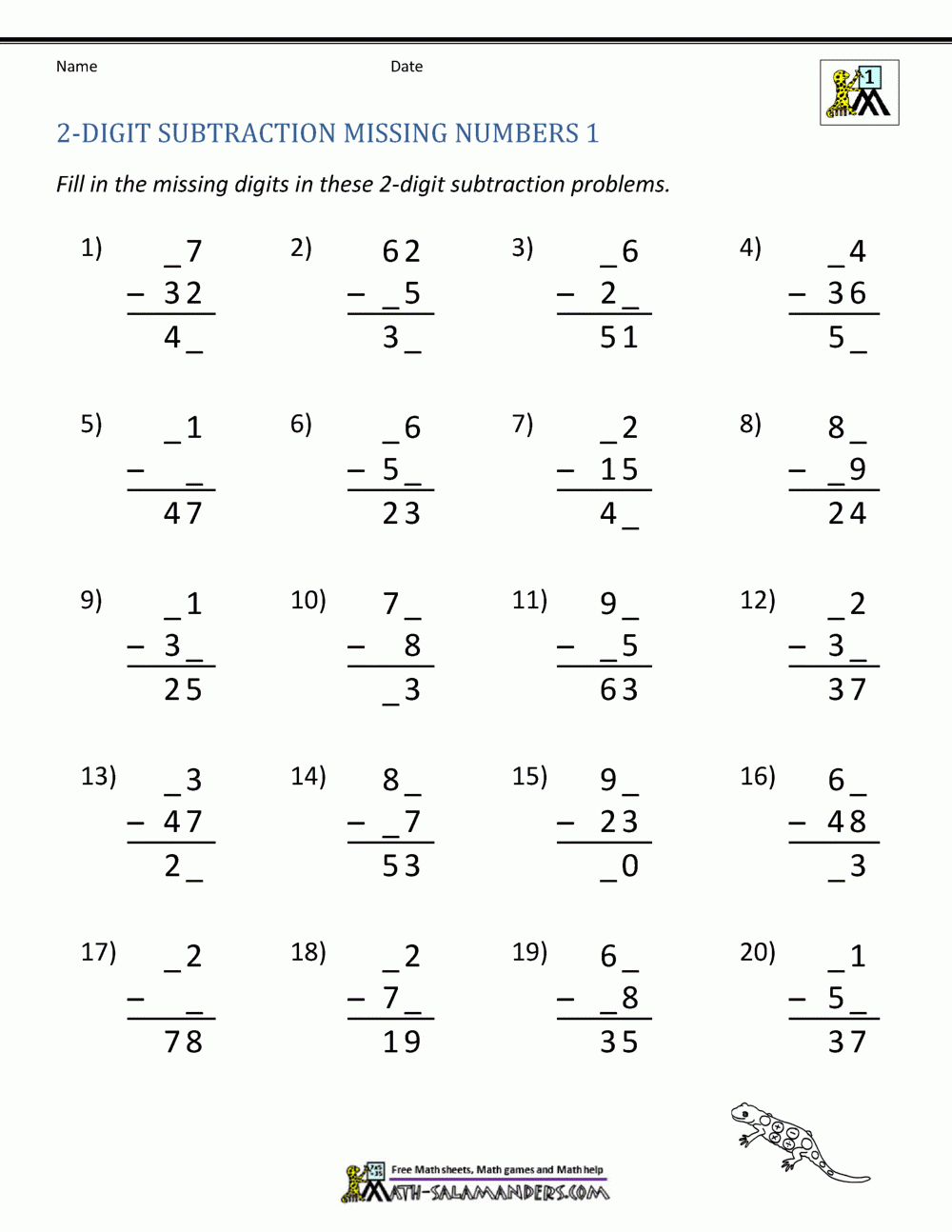 2 Digit Subtraction Worksheets regarding Free Printable Double Digit Addition and Subtraction Worksheets