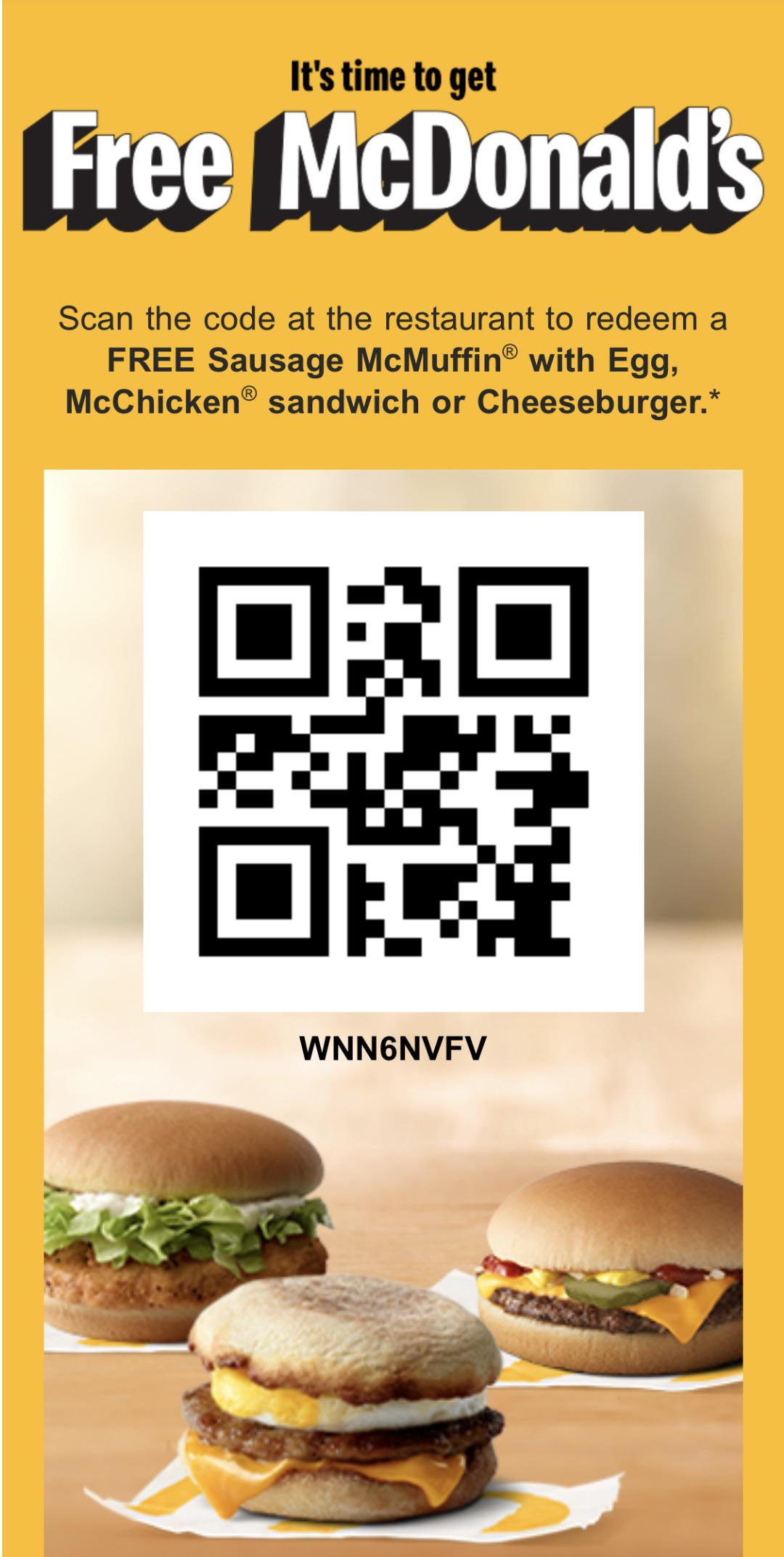 2 Free Mcdonald&amp;#039;S Burgers. Just Show This Qr Code At Checkout. : R with regard to Free Printable Mcdonalds Coupons Online