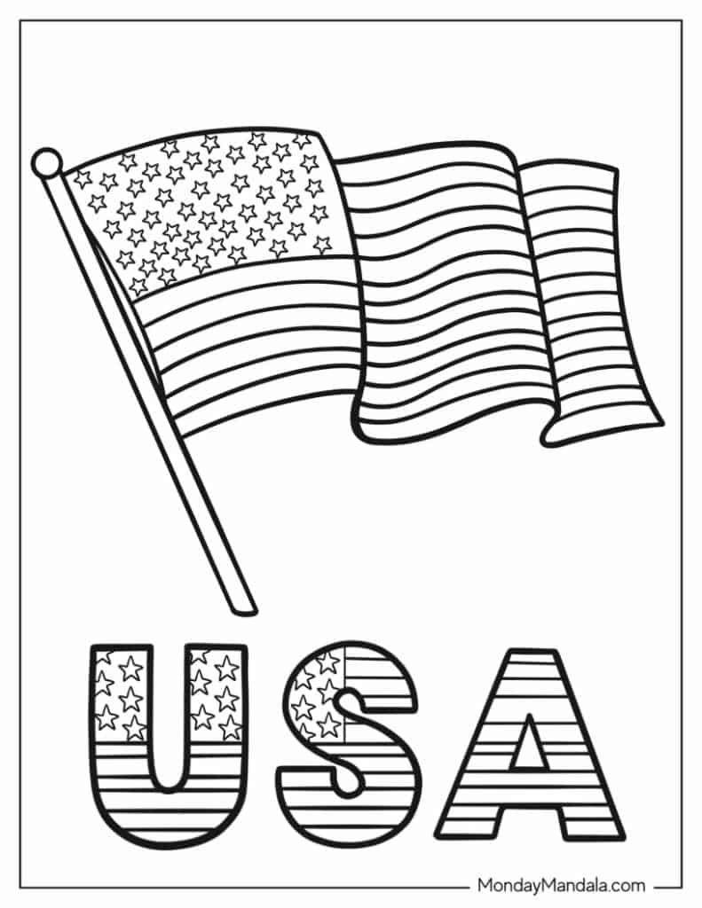 20 American Flag Coloring Pages (Free Pdf Printables) with Free Printable American Flag Coloring Page