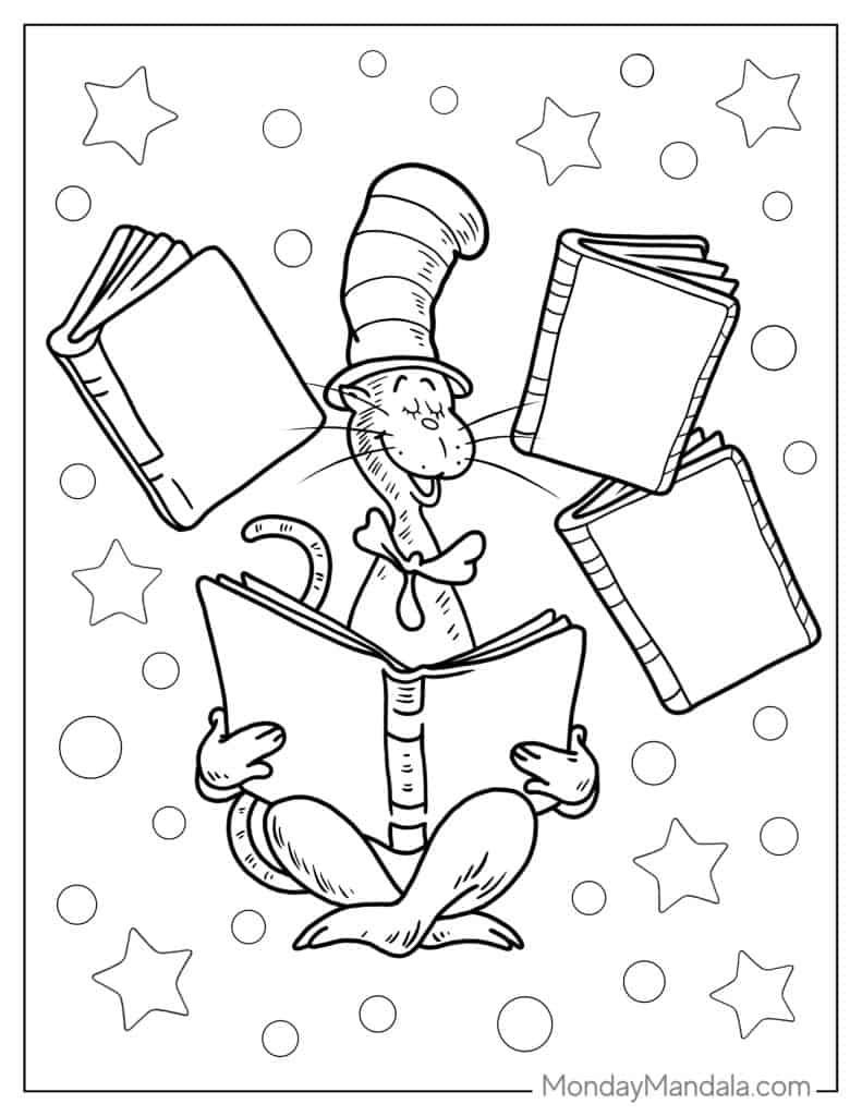 20 Cat In The Hat Coloring Pages (Free Pdf Printables) throughout Cat In The Hat Free Printable Worksheets