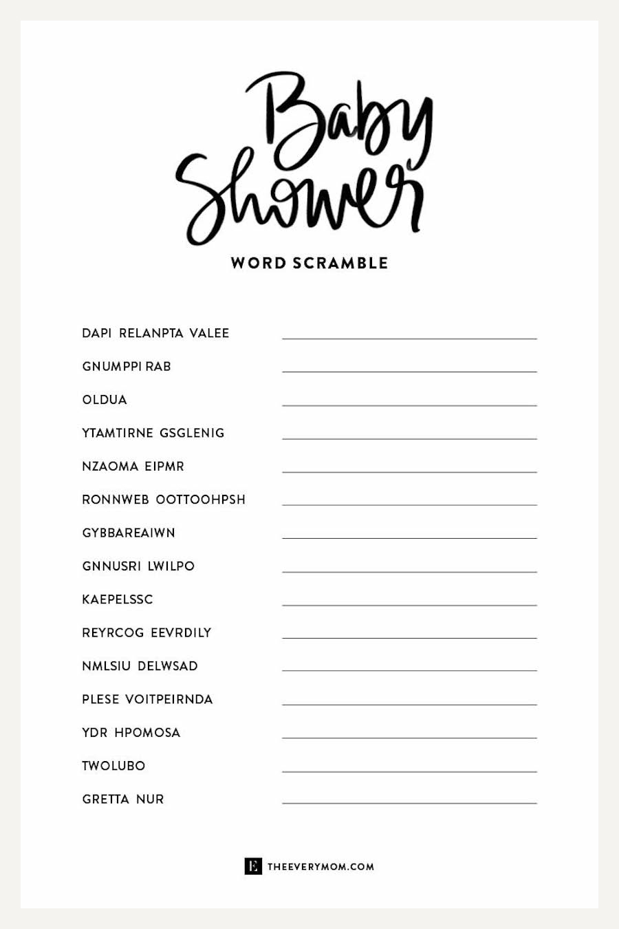 20 Of The Best Baby Shower Games (Plus, Free Printables!) in Free Printable Baby Shower Games