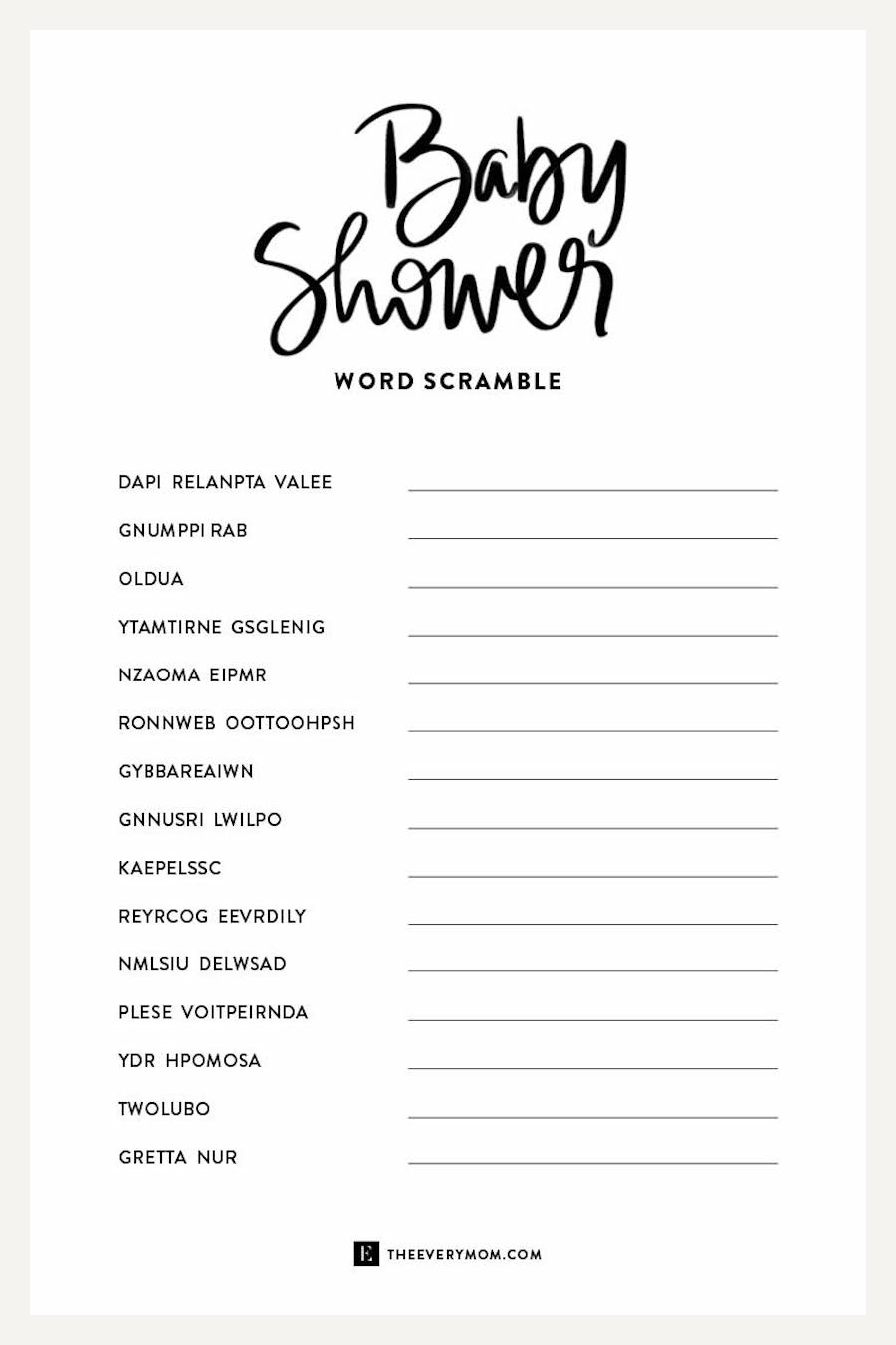 20 Of The Best Baby Shower Games (Plus, Free Printables!) inside Free Printable Baby Shower Games With Answer Key