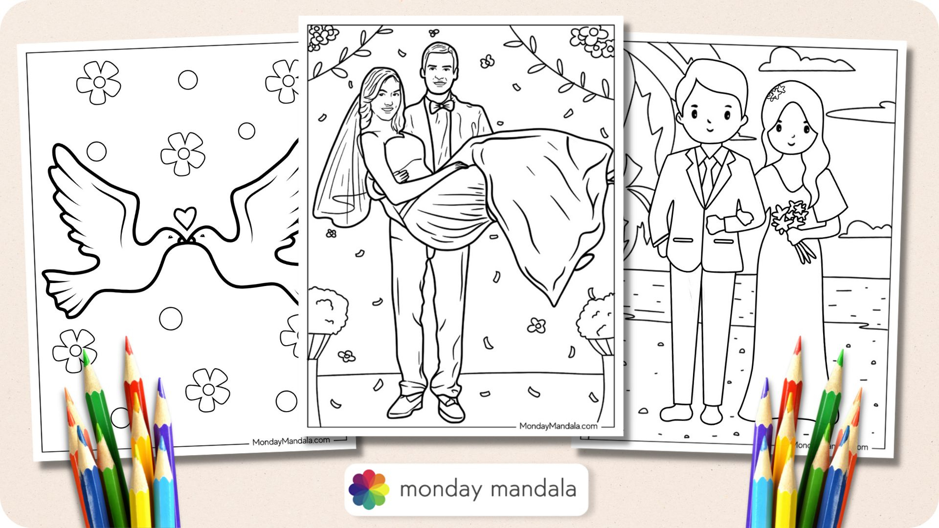 20 Wedding Coloring Pages (Free Pdf Printables) intended for Free Printable Personalized Wedding Coloring Book
