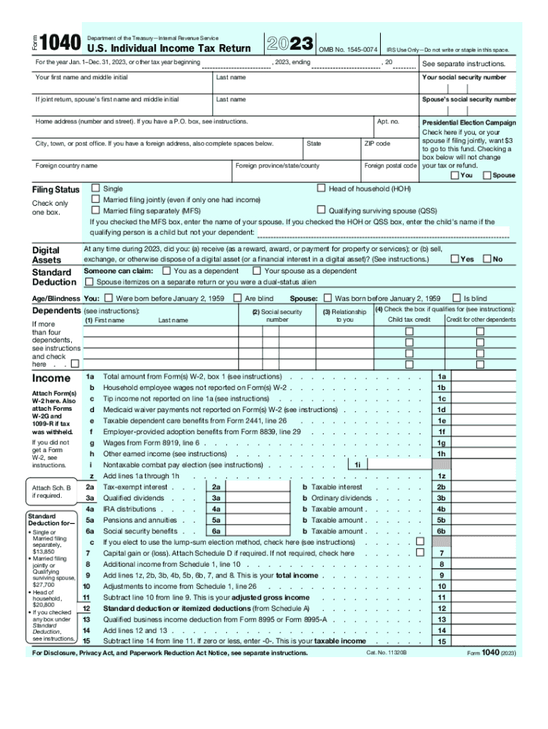 2023 Form Irs 1040 Fill Online, Printable, Fillable, Blank - Pdffiller inside Free Printable IRS Forms