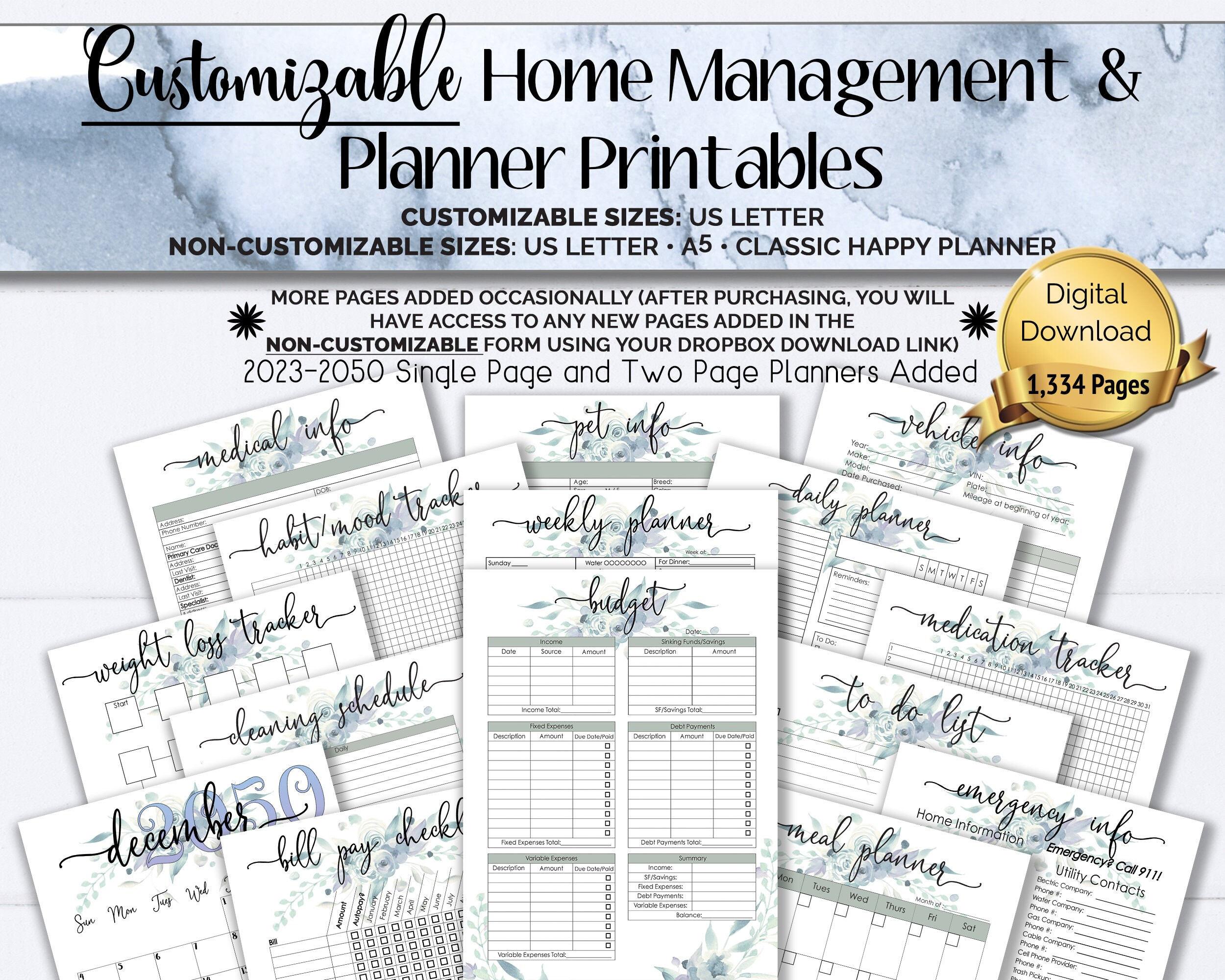 2024-2050 Customizable Home Management Binder Life Planner Budget within Free Home Management Binder Printables 2025