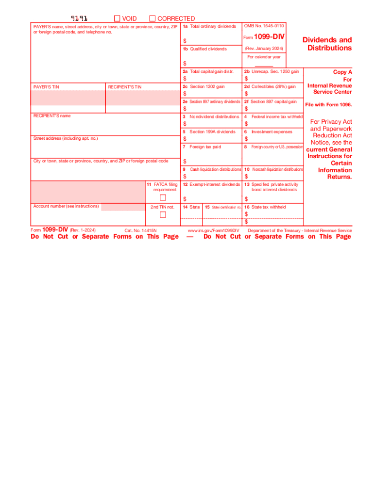 2024 Form Irs 1099-Div Fill Online, Printable, Fillable, Blank in Free Printable 1096 Form 2025