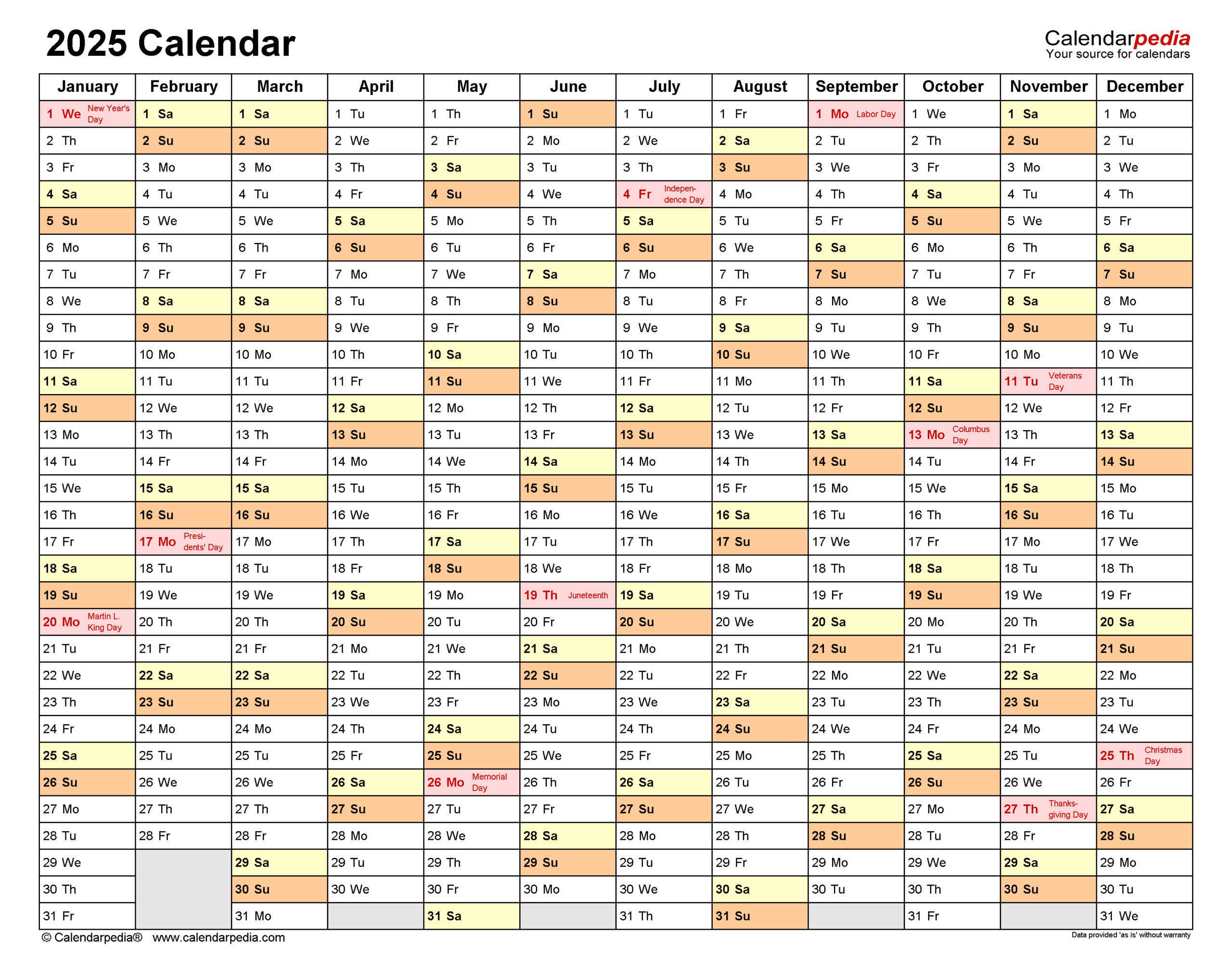 2025 Calendar - Free Printable Pdf Templates - Calendarpedia with regard to Free Printable Organizer 2025