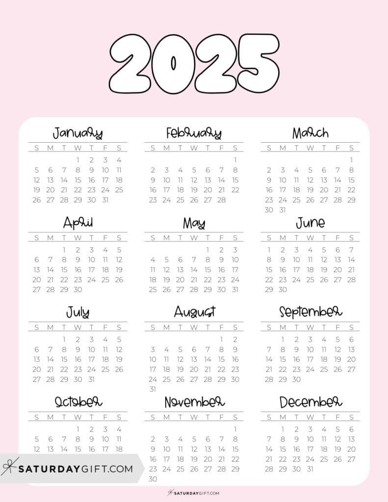 2025 Calendar Printable - 18 Cute &amp; Free 2025 Yearly Calendar pertaining to Free Cute Printable Planner 2025