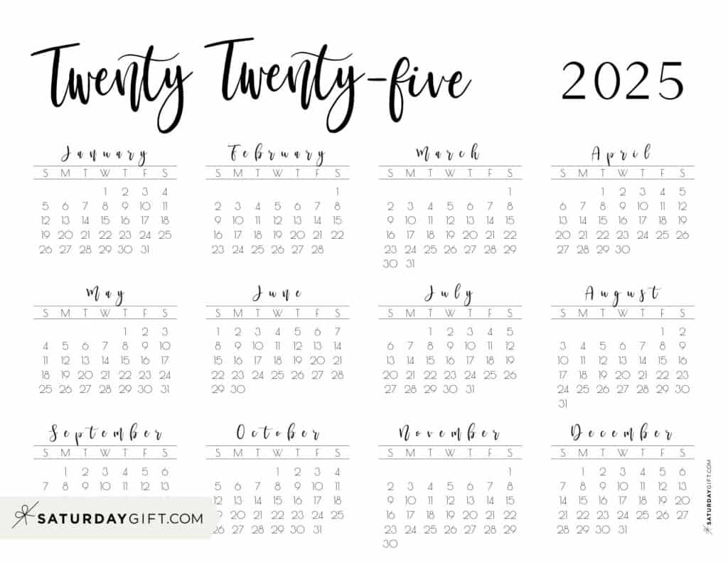 2025 Calendar Printable - 18 Cute &amp;amp; Free 2025 Yearly Calendar regarding Free Cute Printable Planner 2025