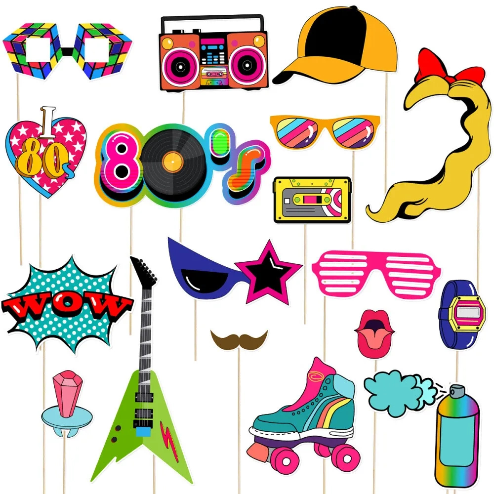 21Pcs 70S Party Props Photo Booth Props Funny 80S Theme Party inside 80S Photo Booth Props Printable Free