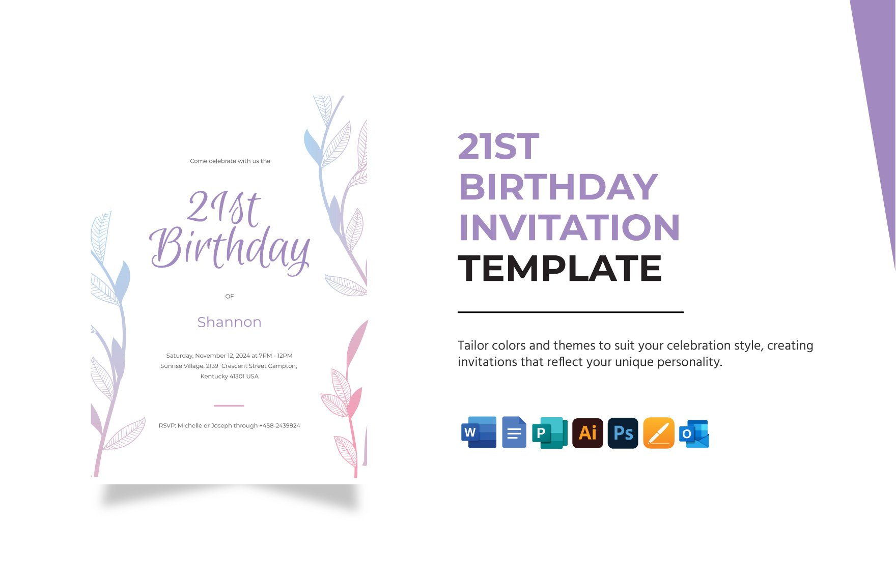 21St Birthday Invitation Template In Word, Publisher, Illustrator for 21St Birthday Invitation Templates Free Printable