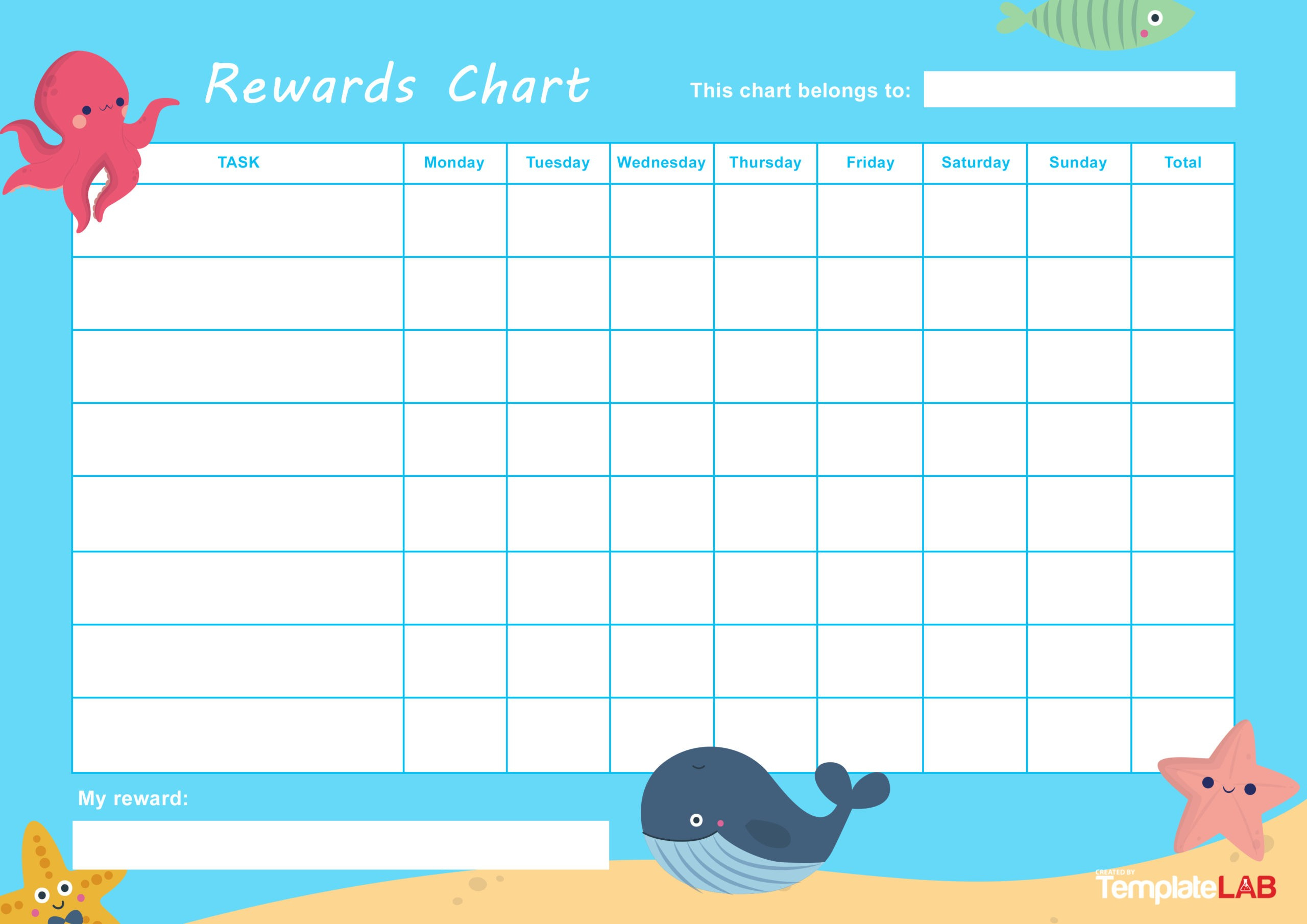 22 Printable Reward Charts For Kids (Pdf, Excel &amp; Word) for Reward Charts For Toddlers Free Printable