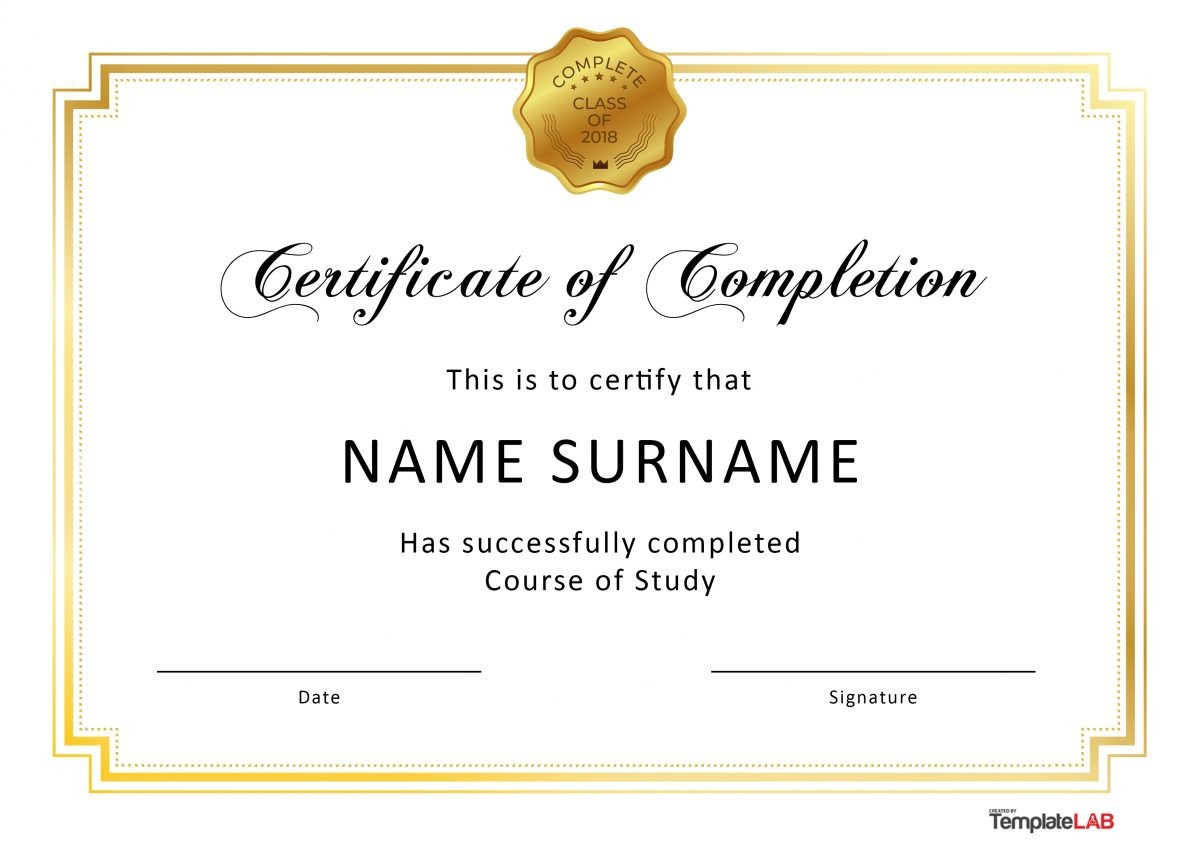 23 Free Certificate Of Completion Templates [Word, Powerpoint] inside Certificate Of Completion Template Free Printable