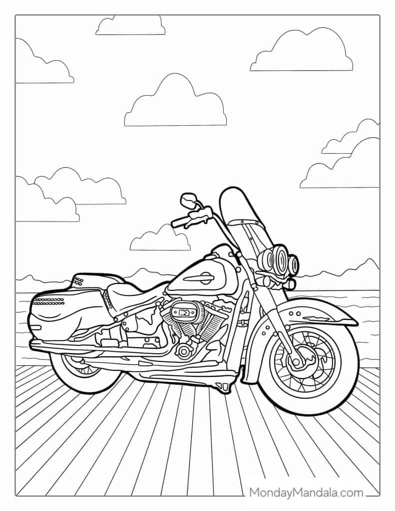 24 Motorcycle Coloring Pages (Free Pdf Printables) regarding Free Printable Harley Davidson Coloring Pages