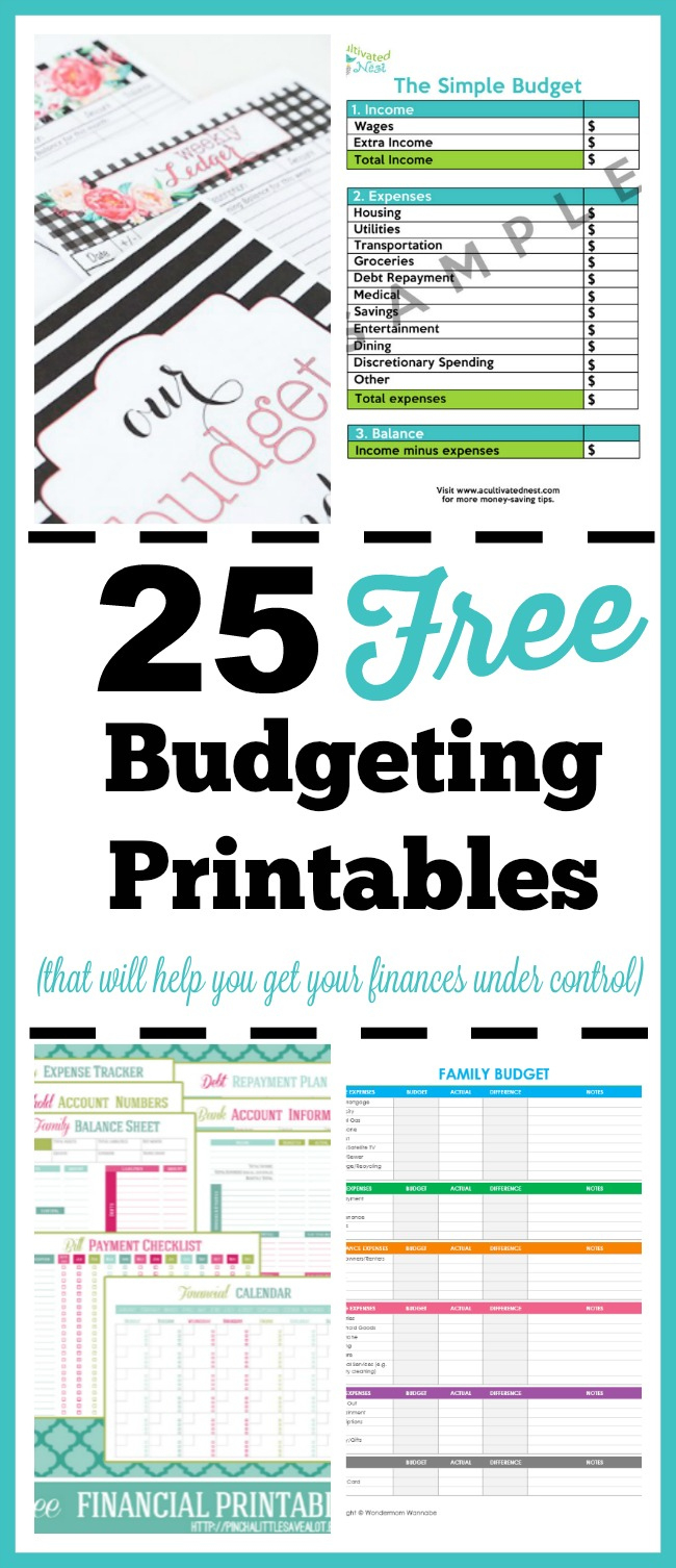 25 Free Budgeting Printables- Take Control Of Your Finances! with Budget Binder Printables 2017 Free