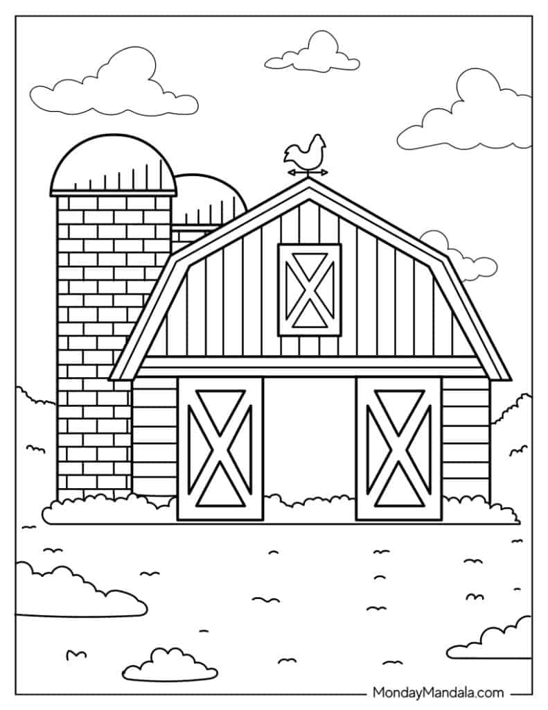 26 Farm Coloring Pages (Free Pdf Printables) with Free Printable Barn Coloring Pages