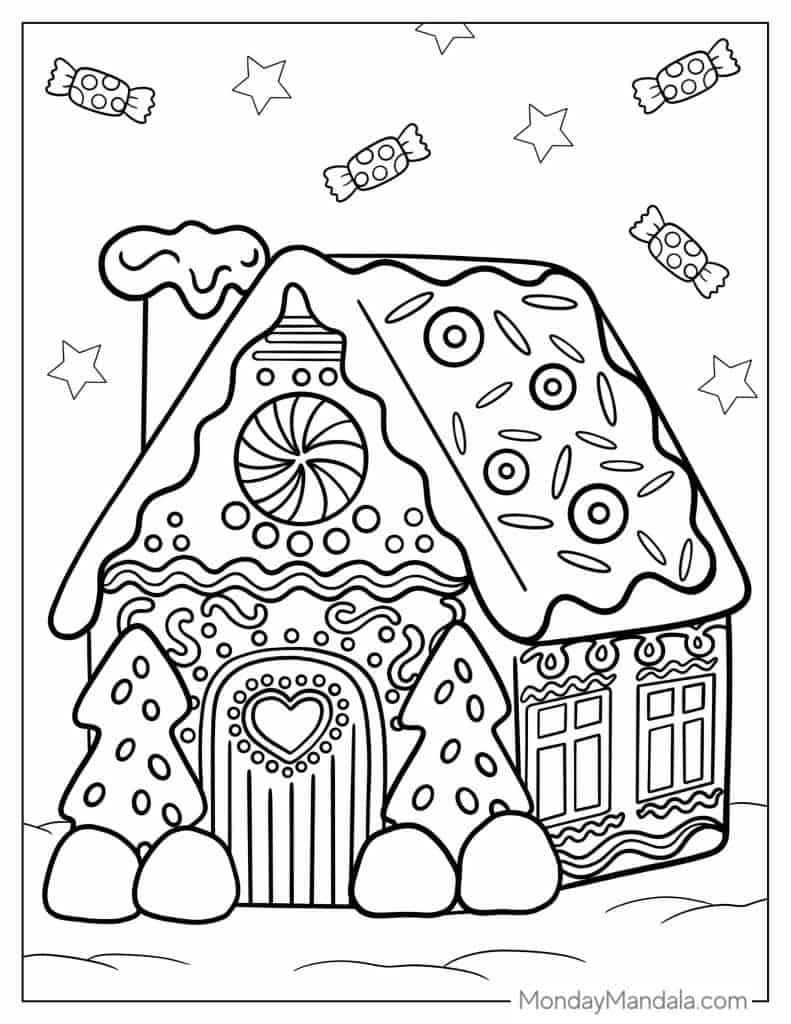 26 Gingerbread House Coloring Pages (Free Pdf Printables) regarding Free Gingerbread House Printables
