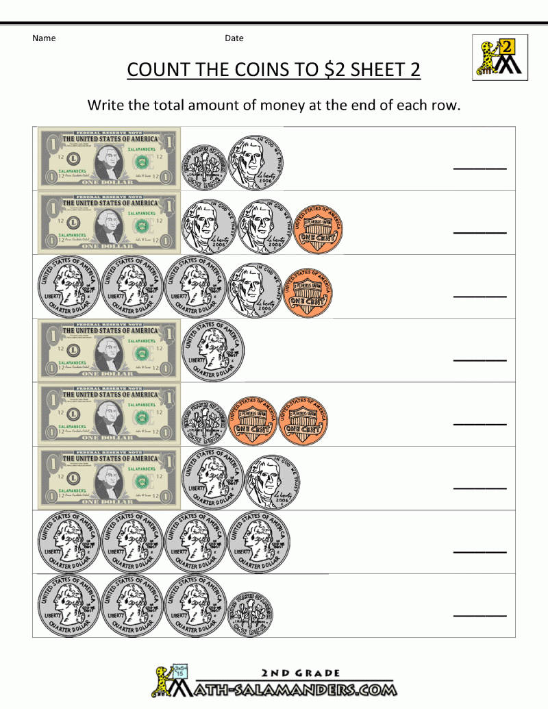2Nd Grade Money Worksheets - Counting Coins pertaining to Free Printable Counting Money Worksheets for 2nd Grade