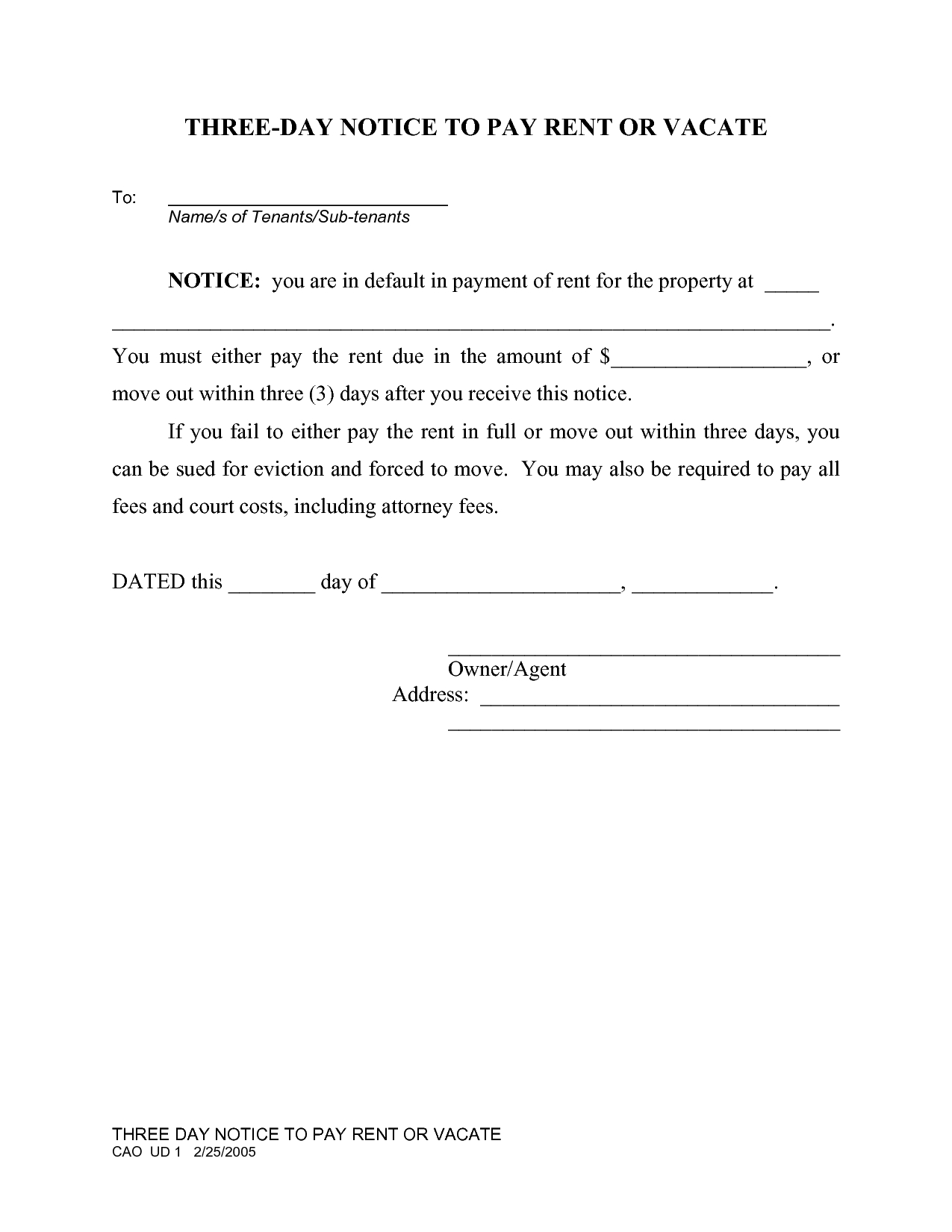 3 Day Eviction Notice | Eviction Notice, 30 Day Eviction Notice, 3 for Free Printable 3 Day Eviction Notice