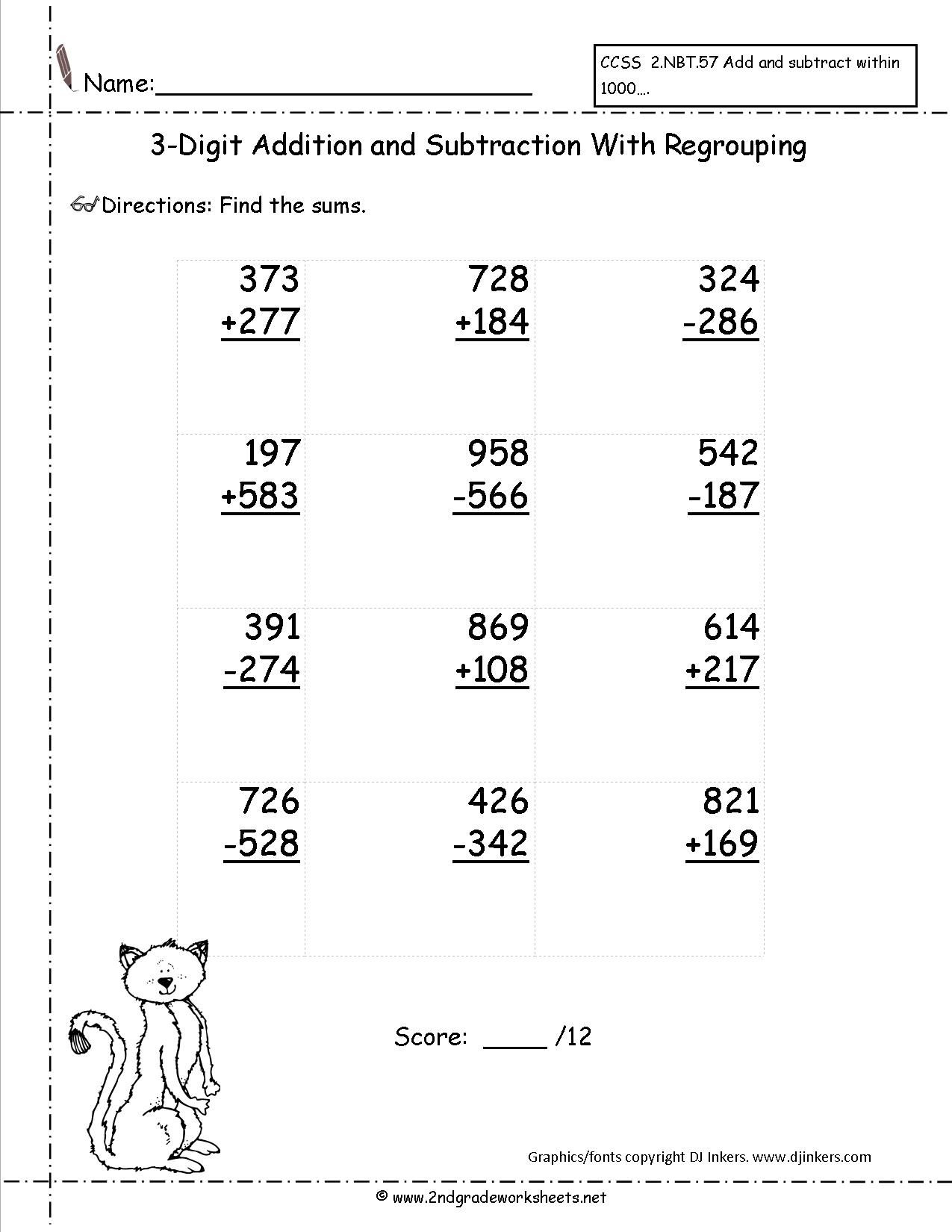 3 Digit Addition And Subtraction Worksheets With Regrouping in Free Printable 3 Digit Subtraction With Regrouping Worksheets