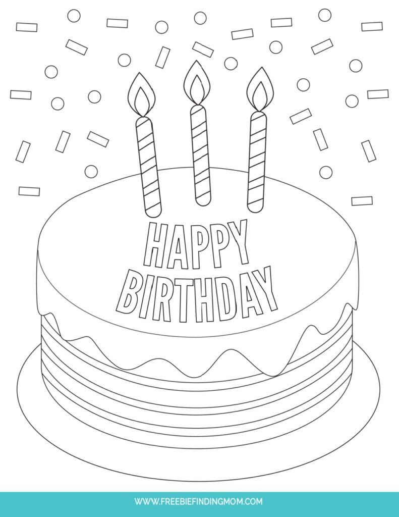 3 Free Printable Birthday Cake Coloring Pages - Freebie Finding Mom throughout Free Printable Pictures of Birthday Cakes