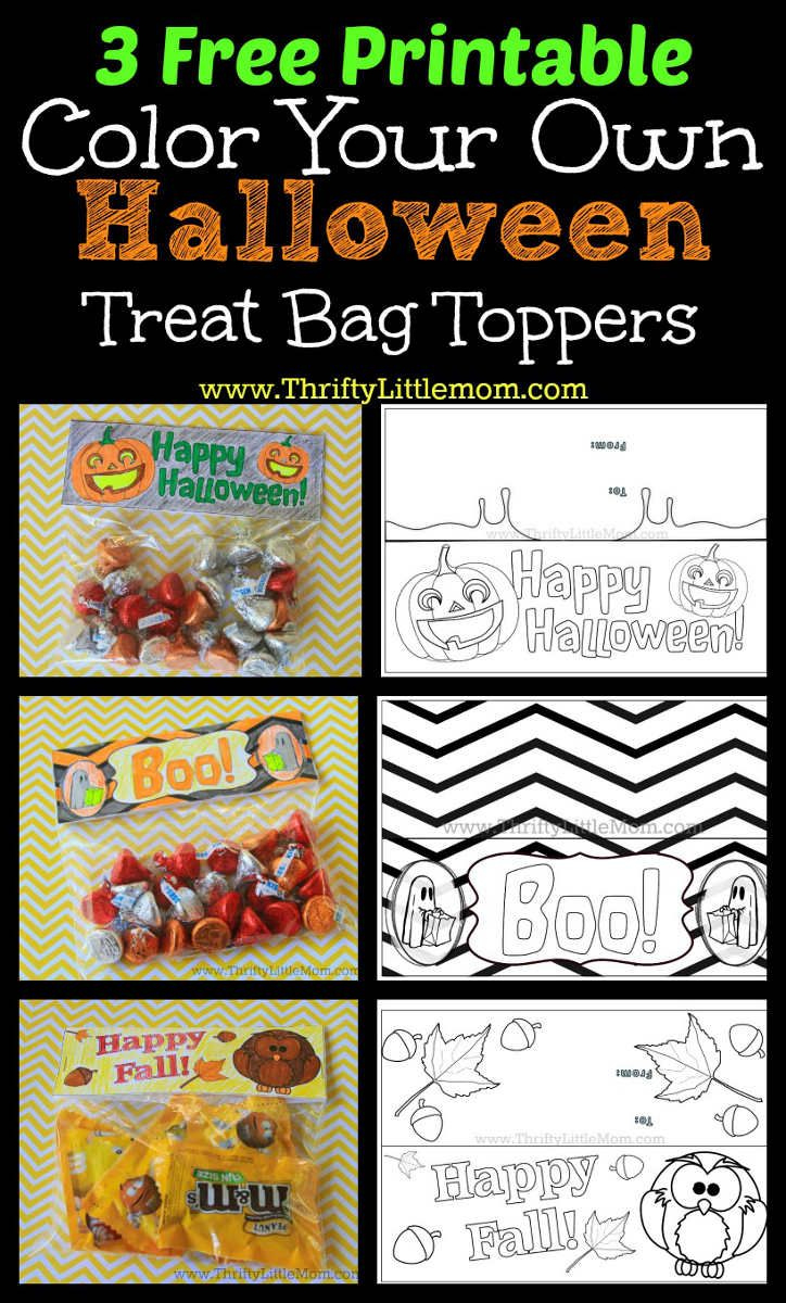 3 Free Printable Halloween Treat Bag Toppers | Halloween Treat with Free Printable Trick Or Treat Bags