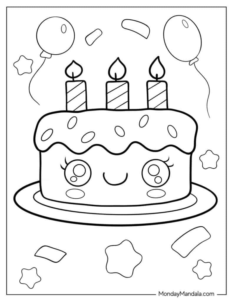 30 Cake Coloring Pages (Free Pdf Printables) inside Free Printable Birthday Cake