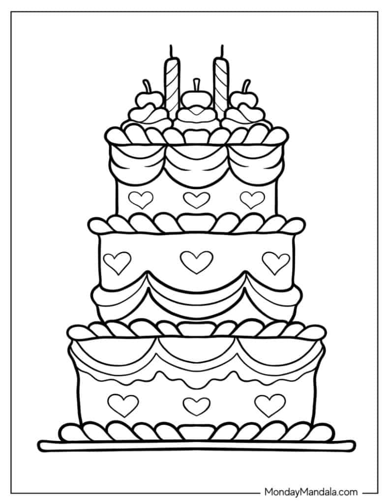 30 Cake Coloring Pages (Free Pdf Printables) with Free Printable Pictures Of Birthday Cakes