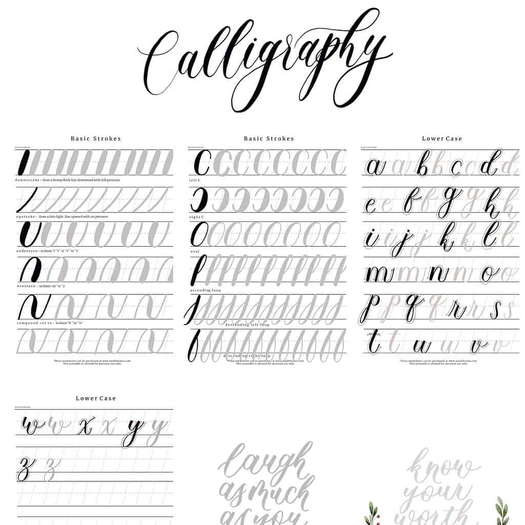 31+ Free Printable Lettering And Calligraphy Worksheets | Masha Plans in Calligraphy Practice Sheets Printable Free