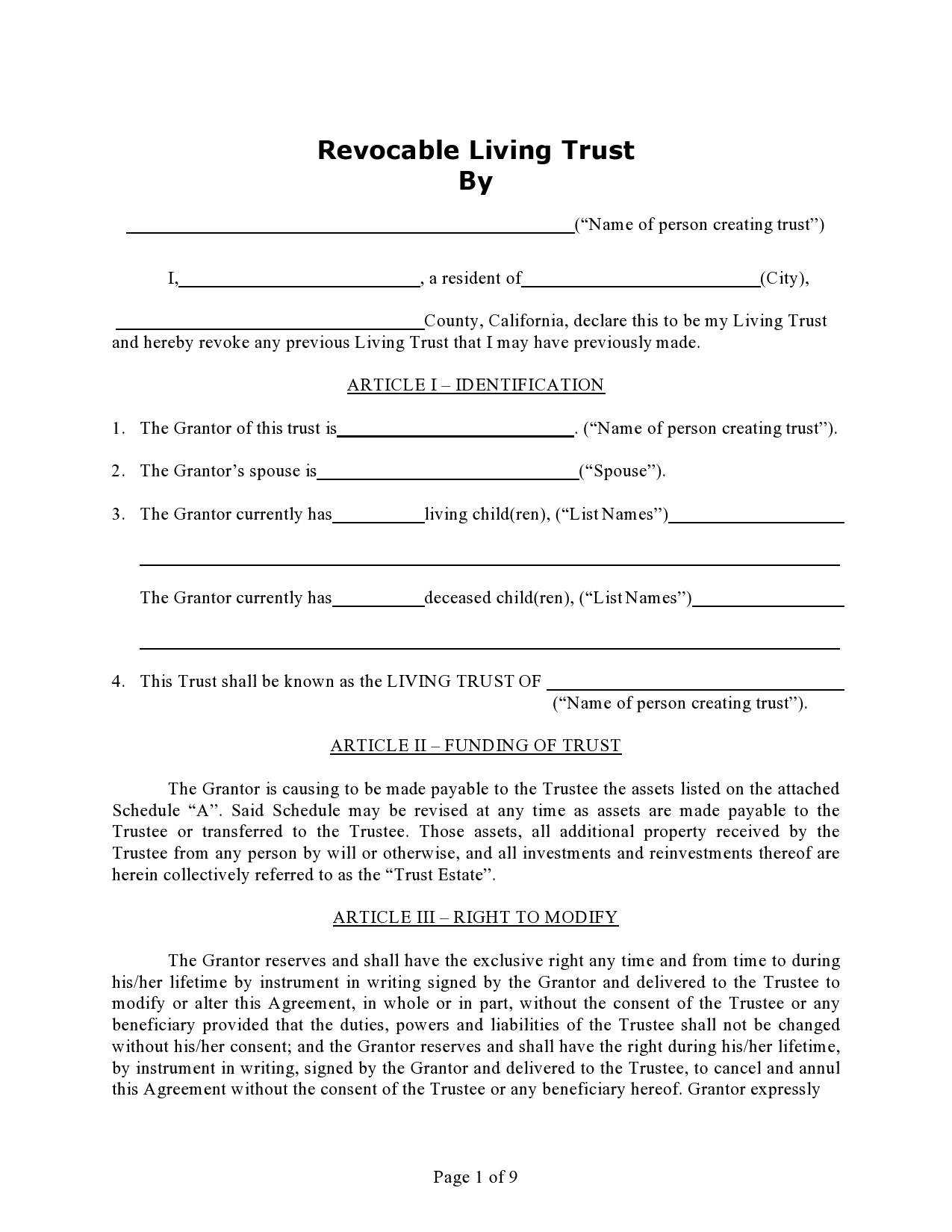 34 Free Living Trust Forms ( &amp;amp; Documents) ᐅ Templatelab with Free Printable Will And Trust Forms