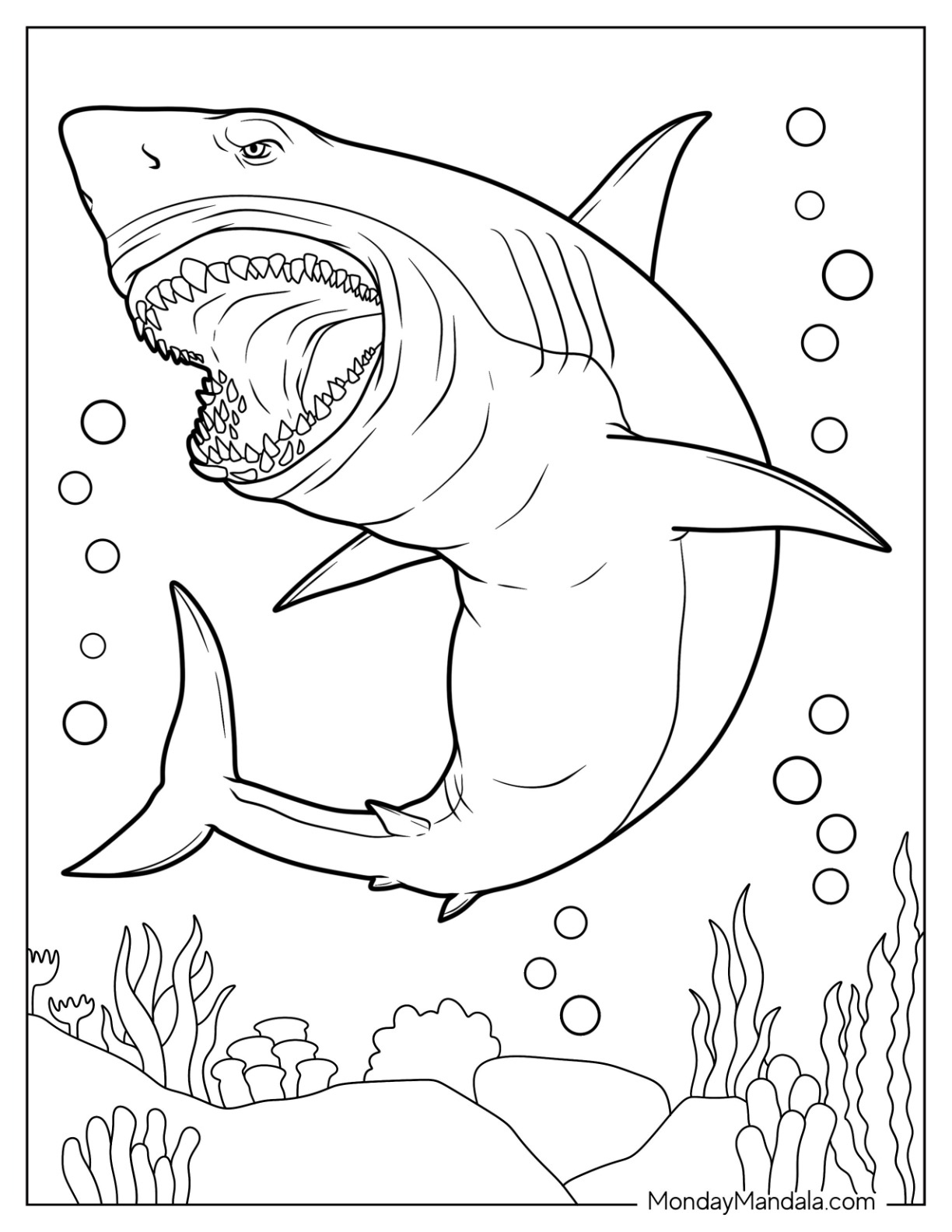 34 Shark Coloring Pages (Free Pdf Printables) throughout Free Printable Great White Shark Coloring Pages