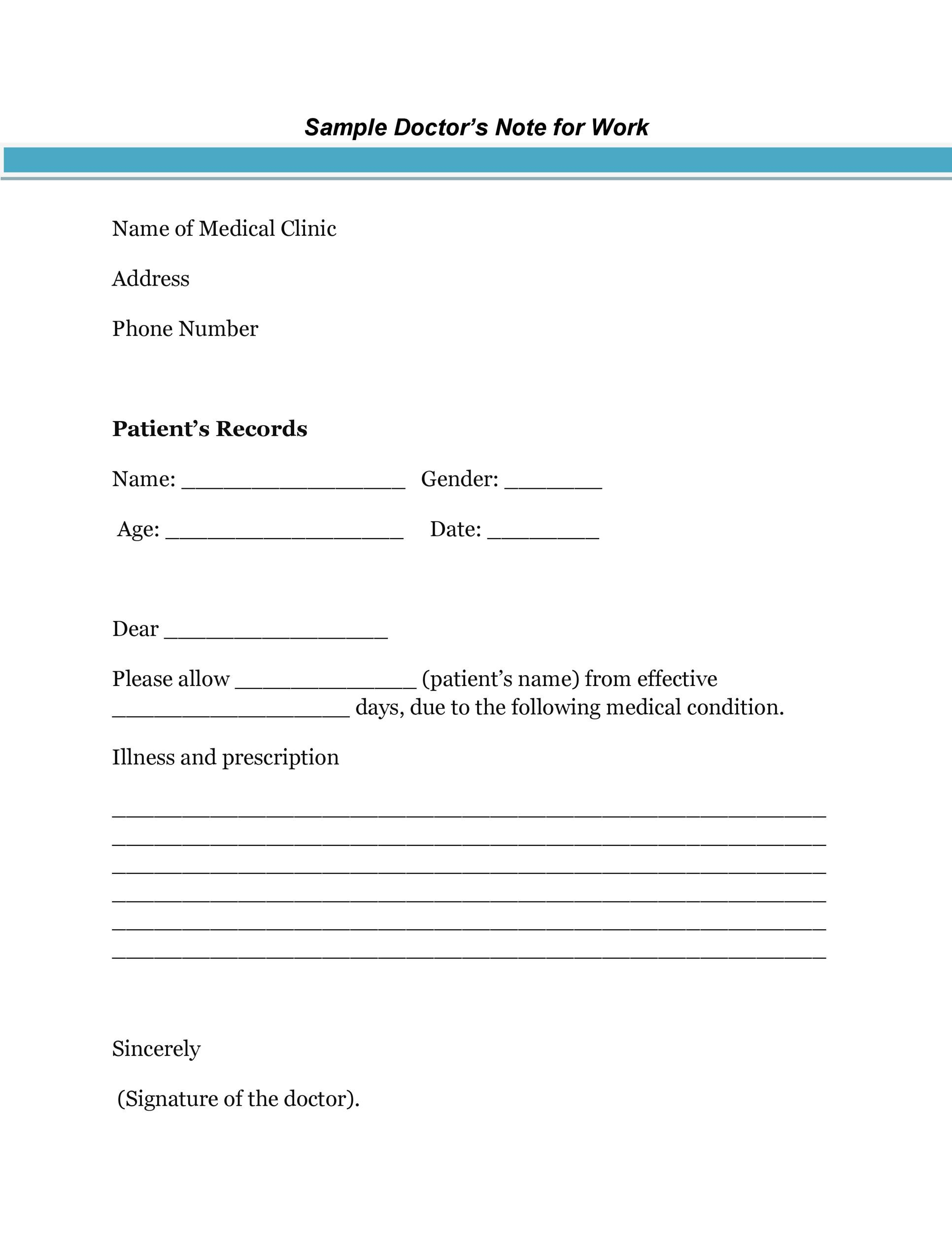 36 Free Doctor Note Templates [For Work Or School] with Free Printable Doctors Notes Templates