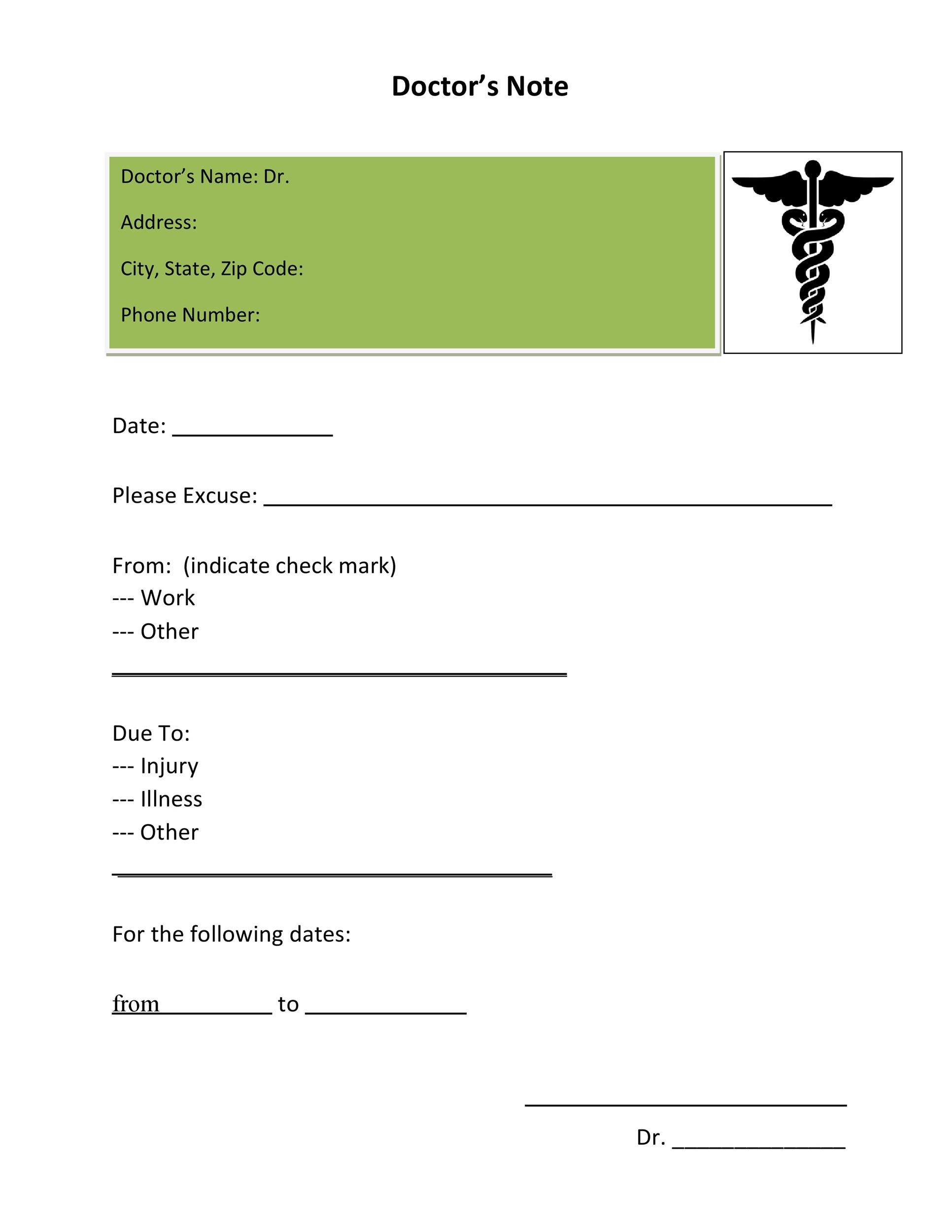 36 Free Doctor Note Templates [For Work Or School] with regard to Printable Fake Doctors Notes Free