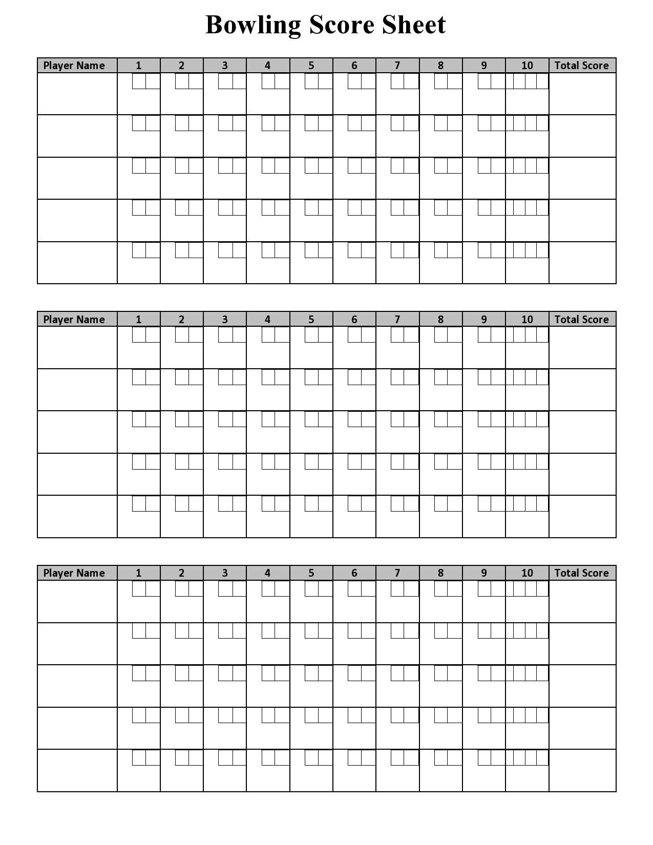 36 Printable Bowling Score Sheet Templates [&amp; Examples] in Free Printable Bowling Score Sheets