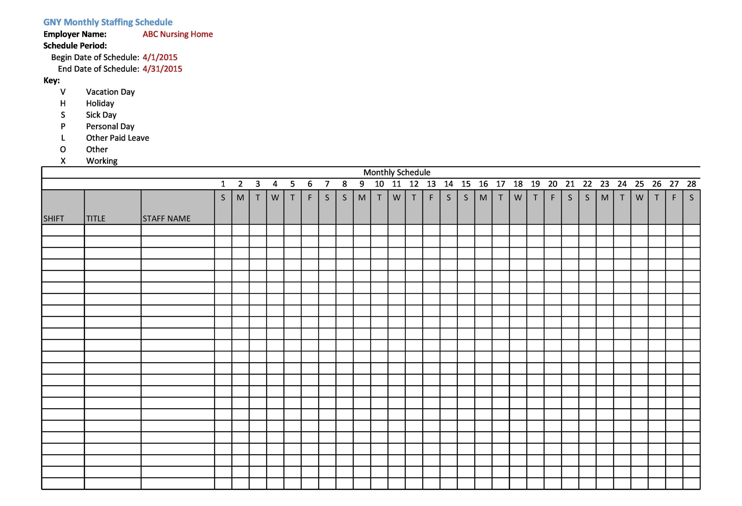 37 Free Employee Schedule Templates (Excel, Word, Pdf) pertaining to Free Printable Monthly Work Schedule Template